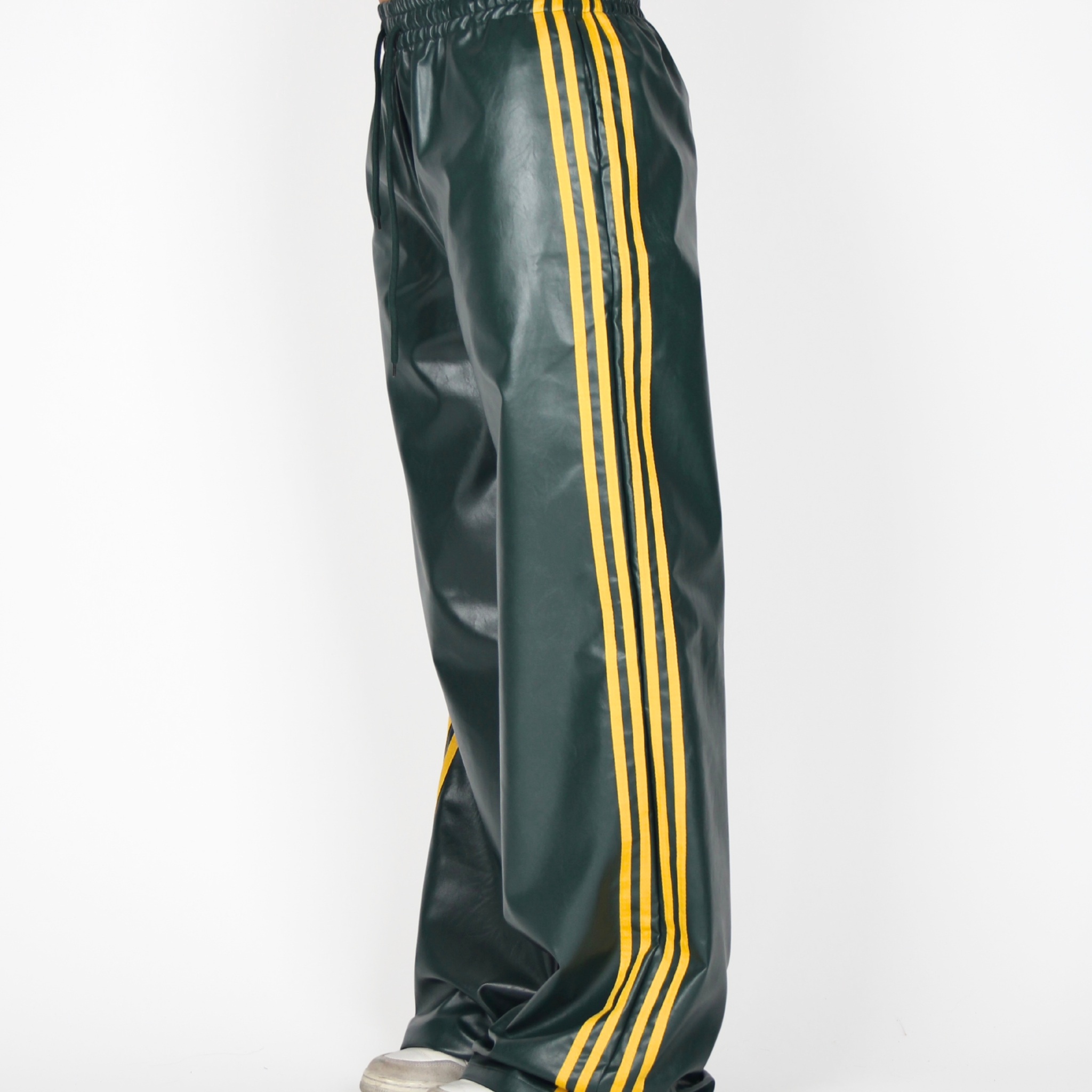 MTL Striped Leather Pants Green