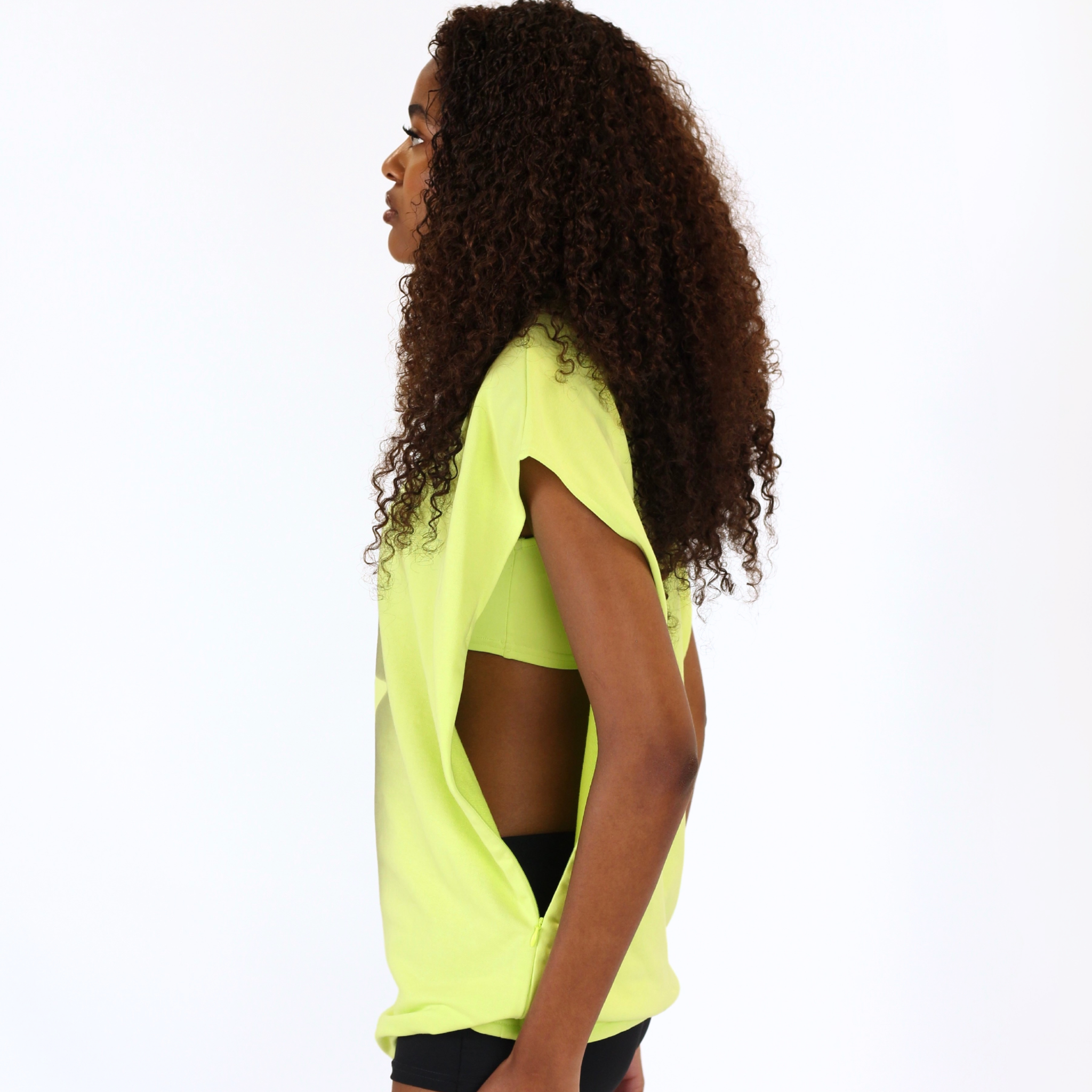 MTL Sleeveless Zipper Shirt Neon Yellow