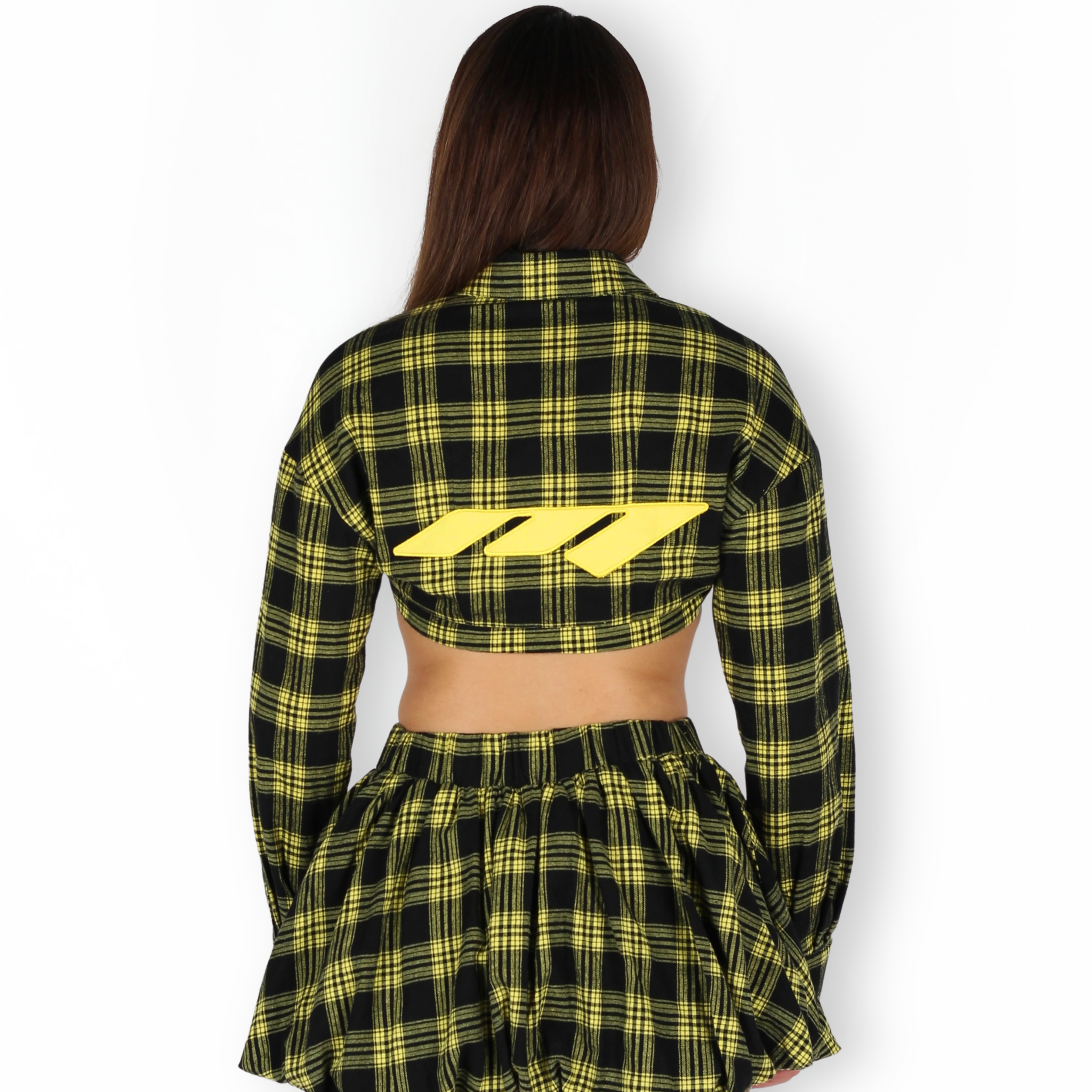 MTL Checked Cropped Flannel Black/Yellow