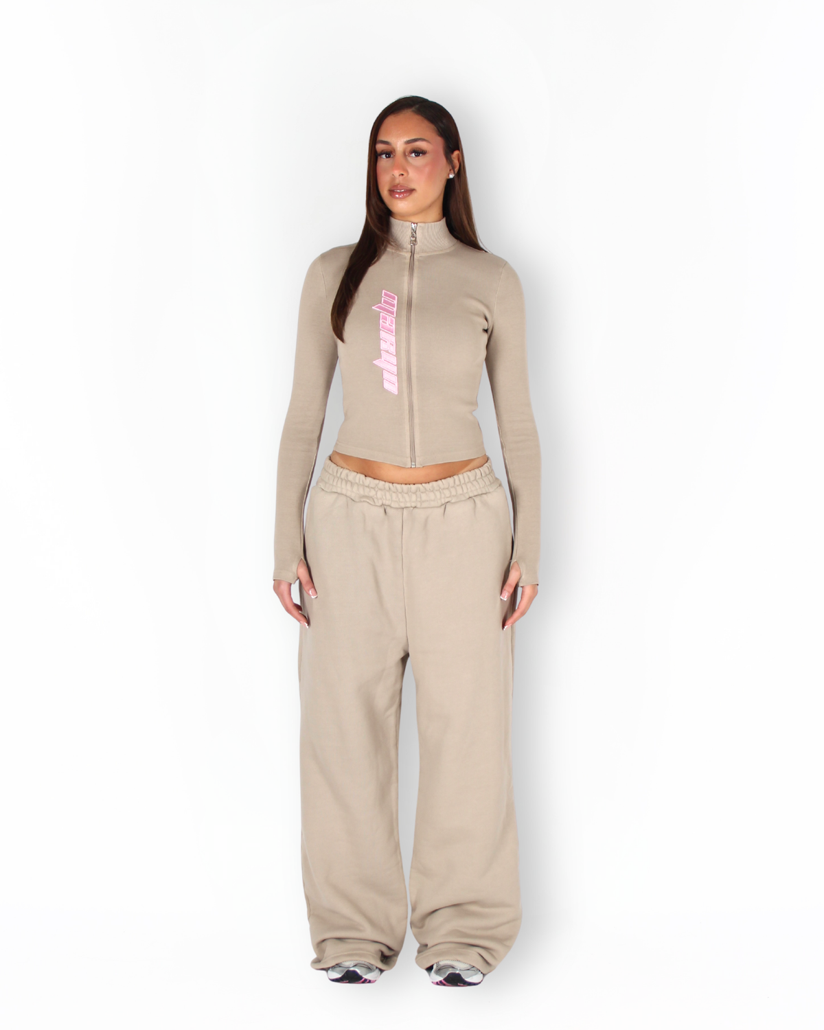 MTL Zip-Up Top Beige