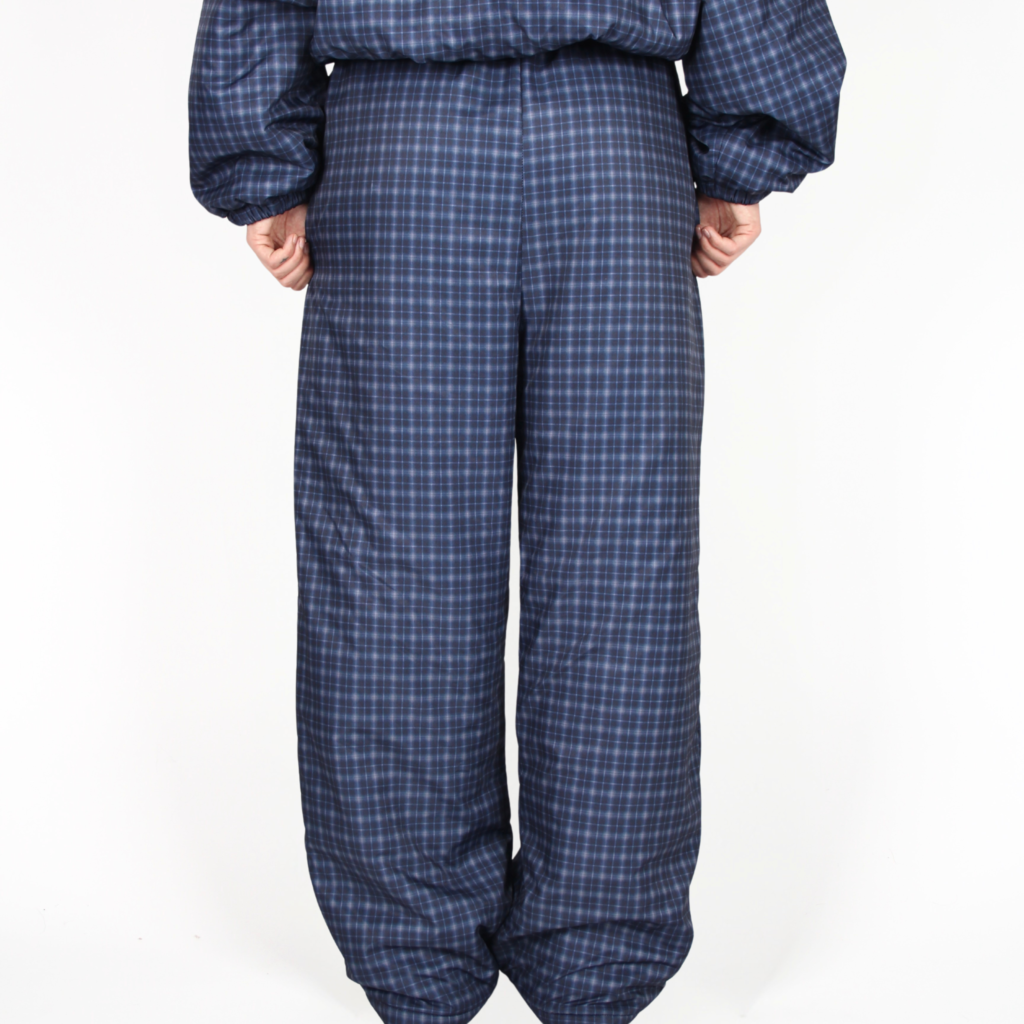 MTL Reversible Checked Pants Navy