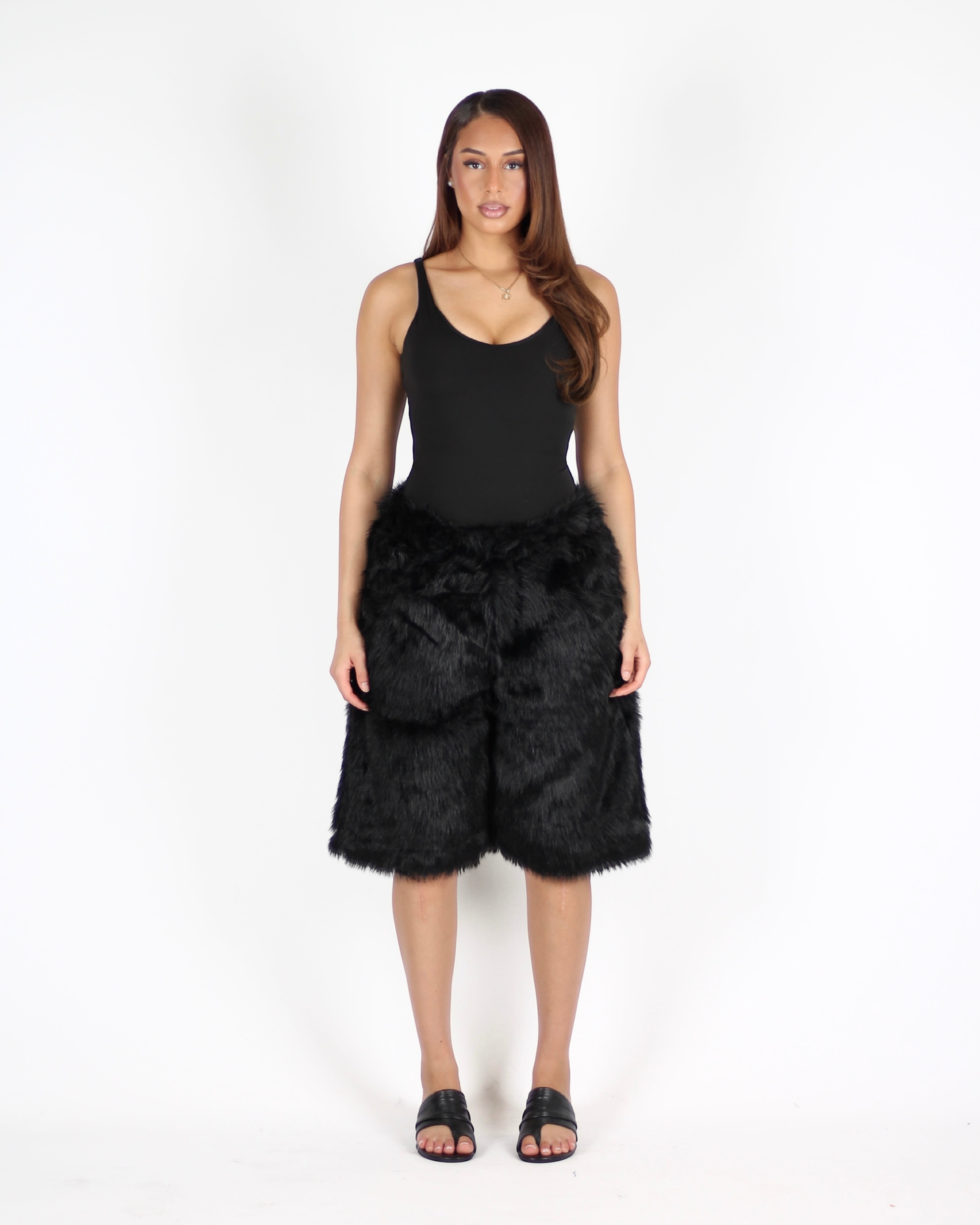 MTL Faux Fur Shorts Black