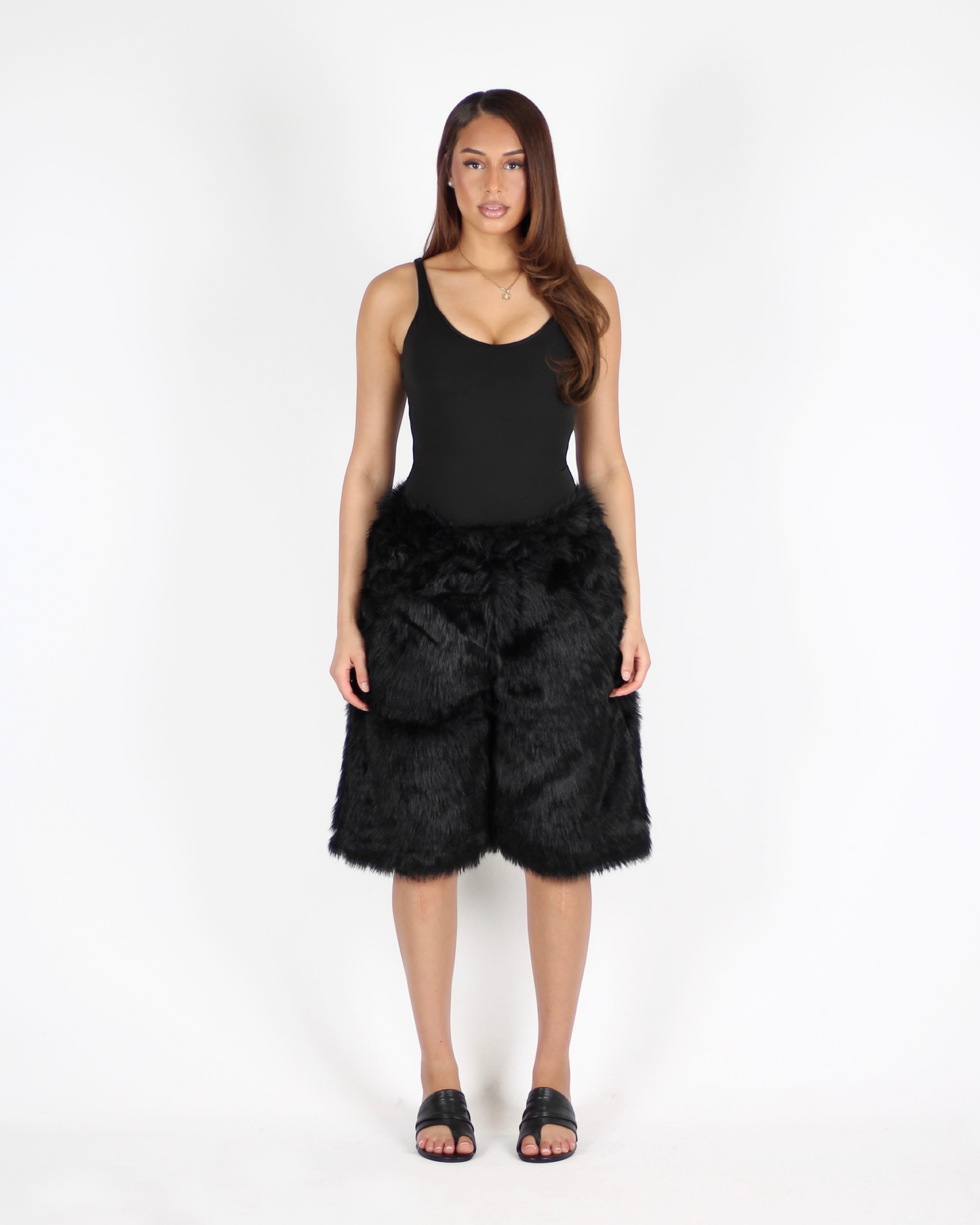 MTL Faux Fur Shorts Black