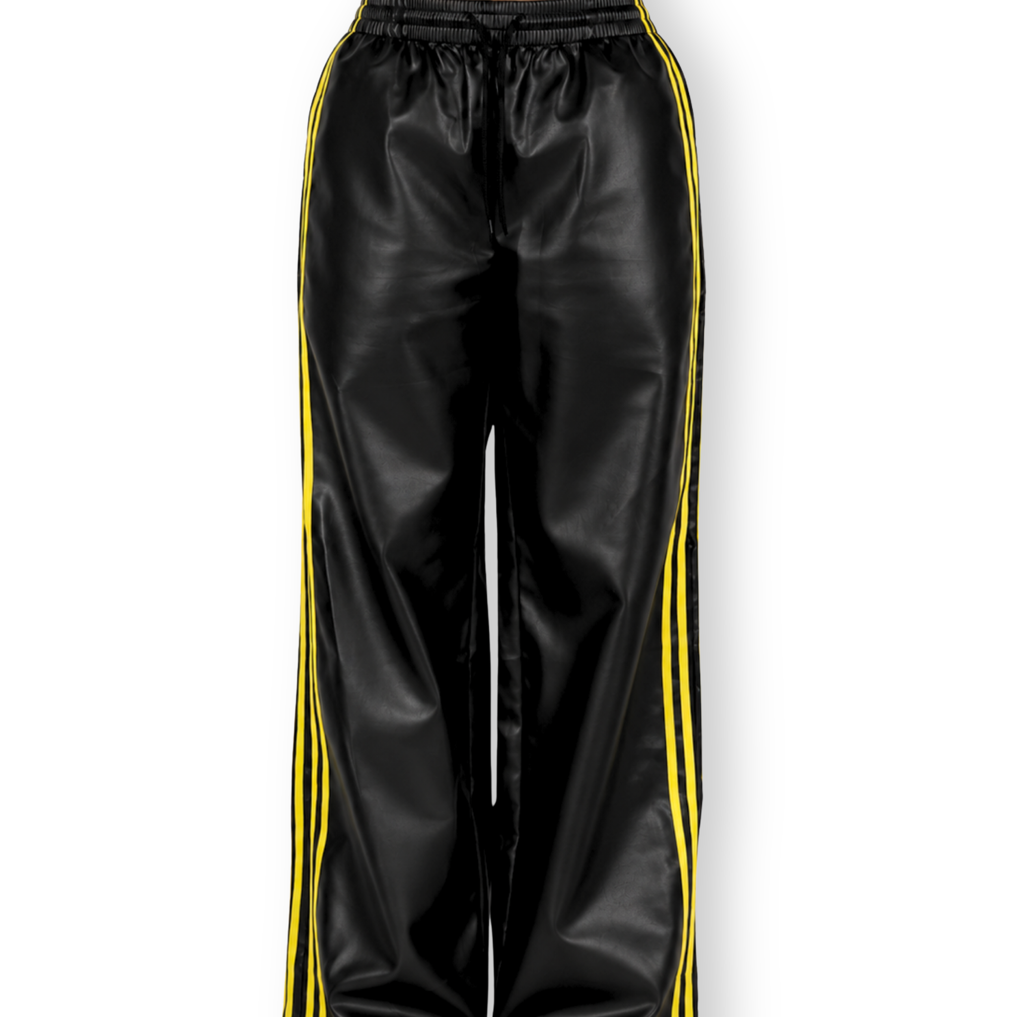 MTL Striped Leather Pants Black/Yellow