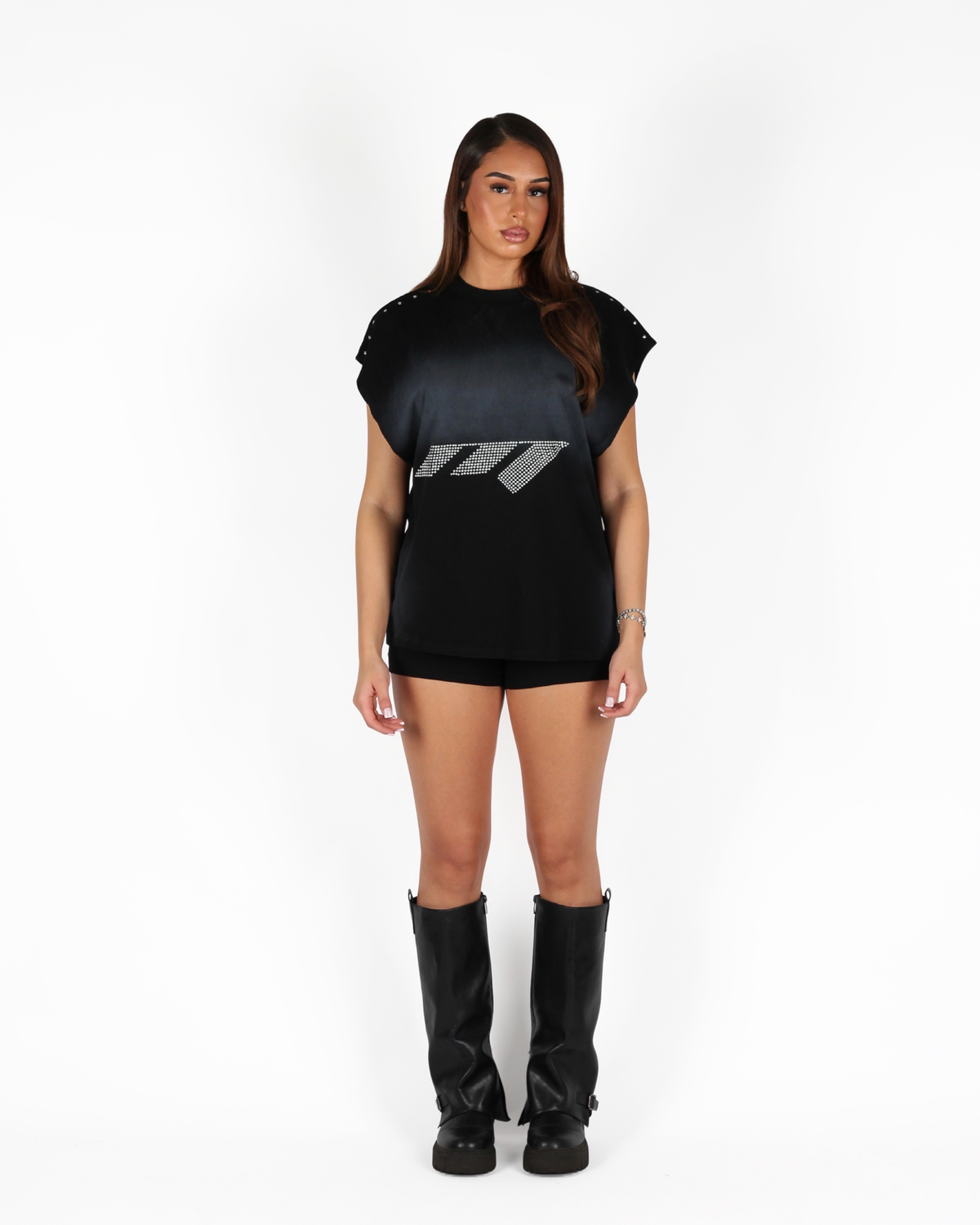 MTL Studded Mini Shorts Black