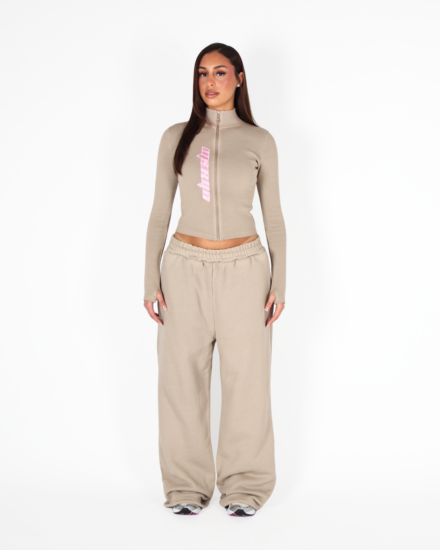 MTL Zip-Up Top Beige