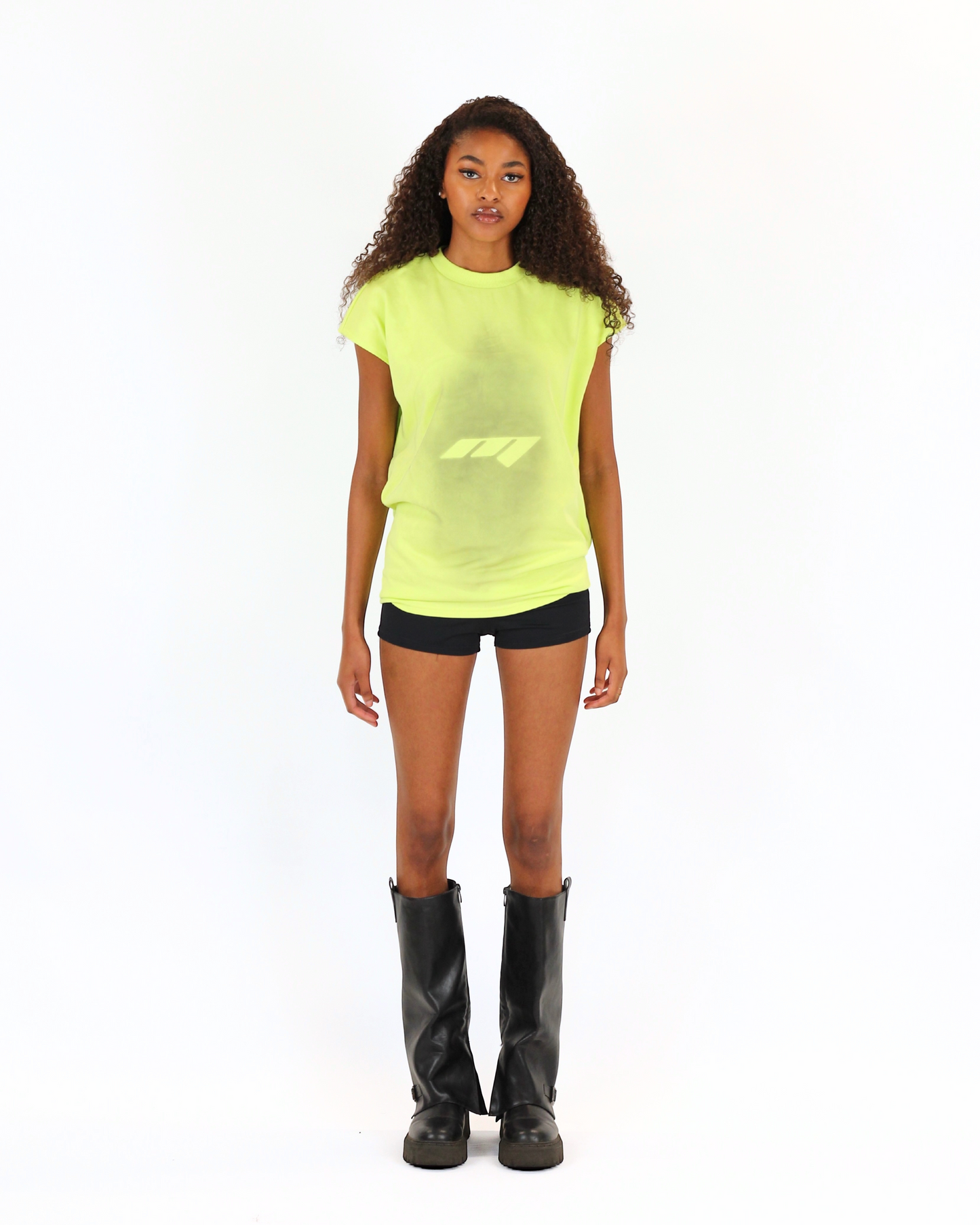 MTL Sleeveless Zipper Shirt Neon Yellow