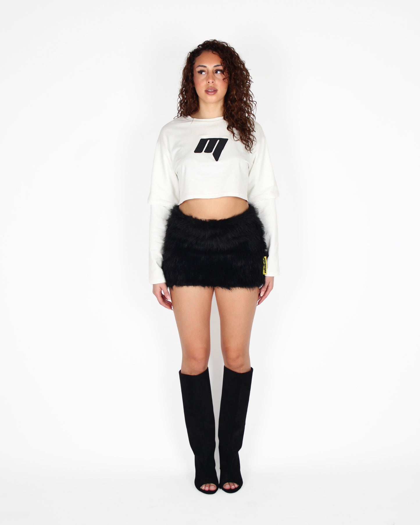 MTL Faux Fur Skirt Black