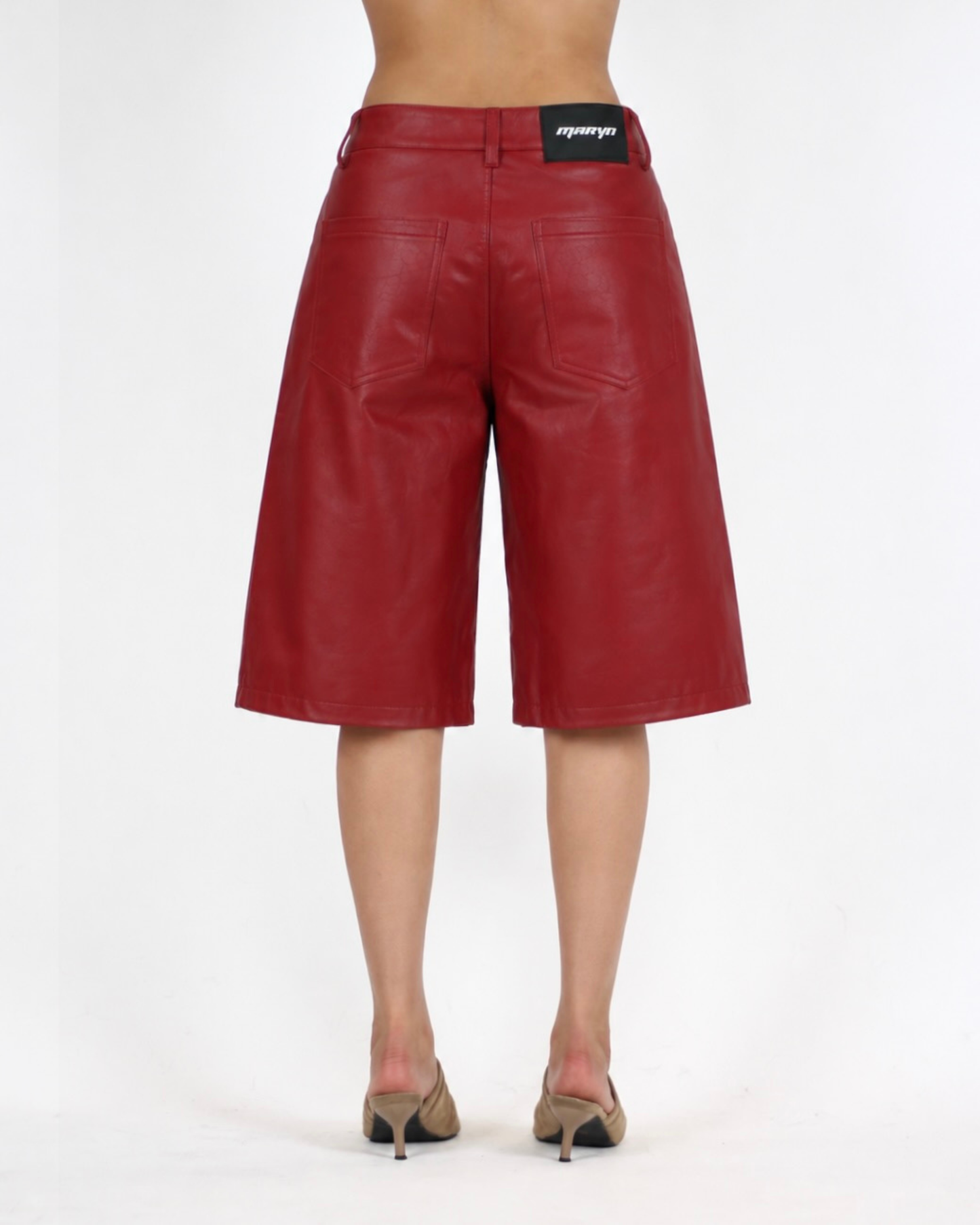 MTL Faux Leather Bermuda Red