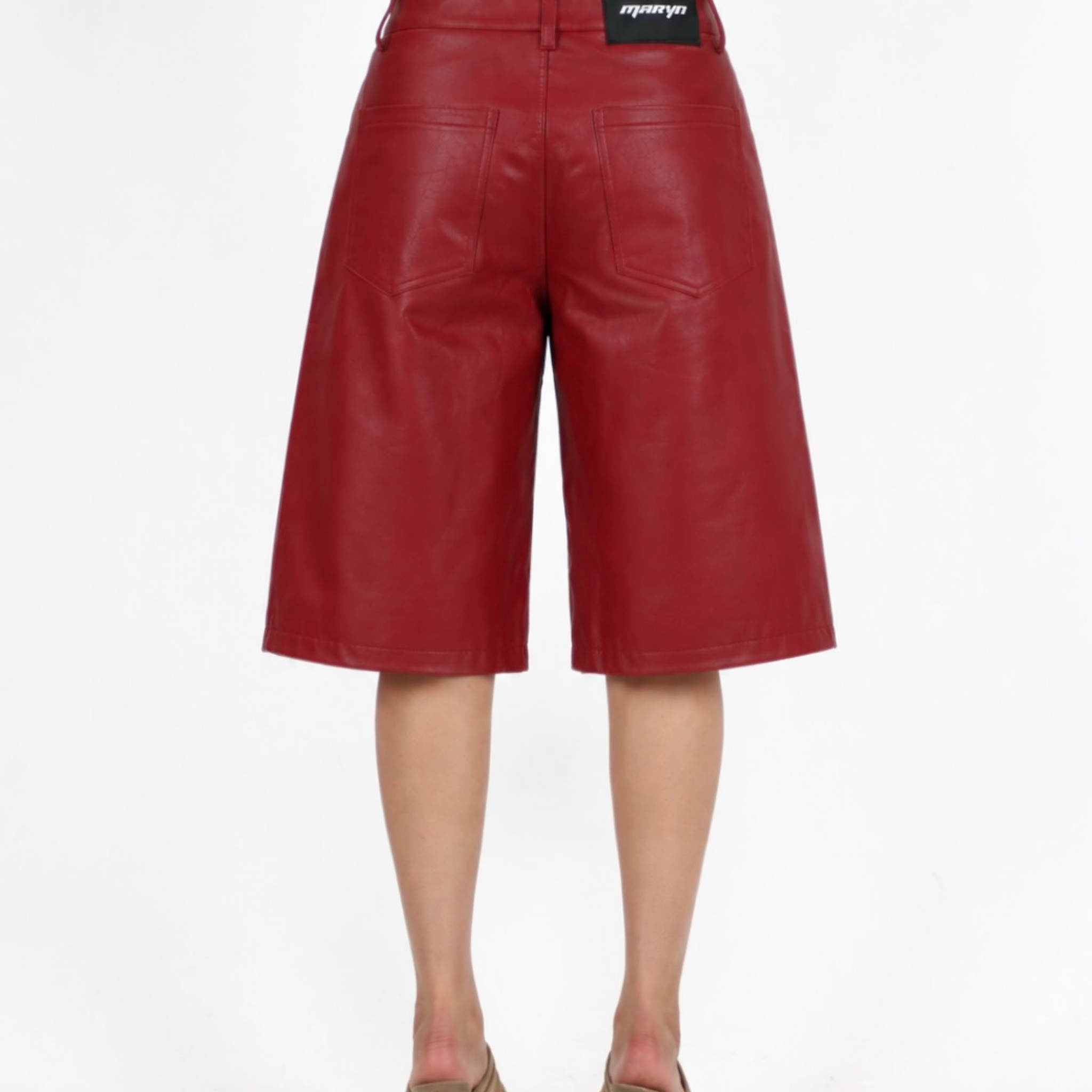MTL Faux Leather Bermuda Red