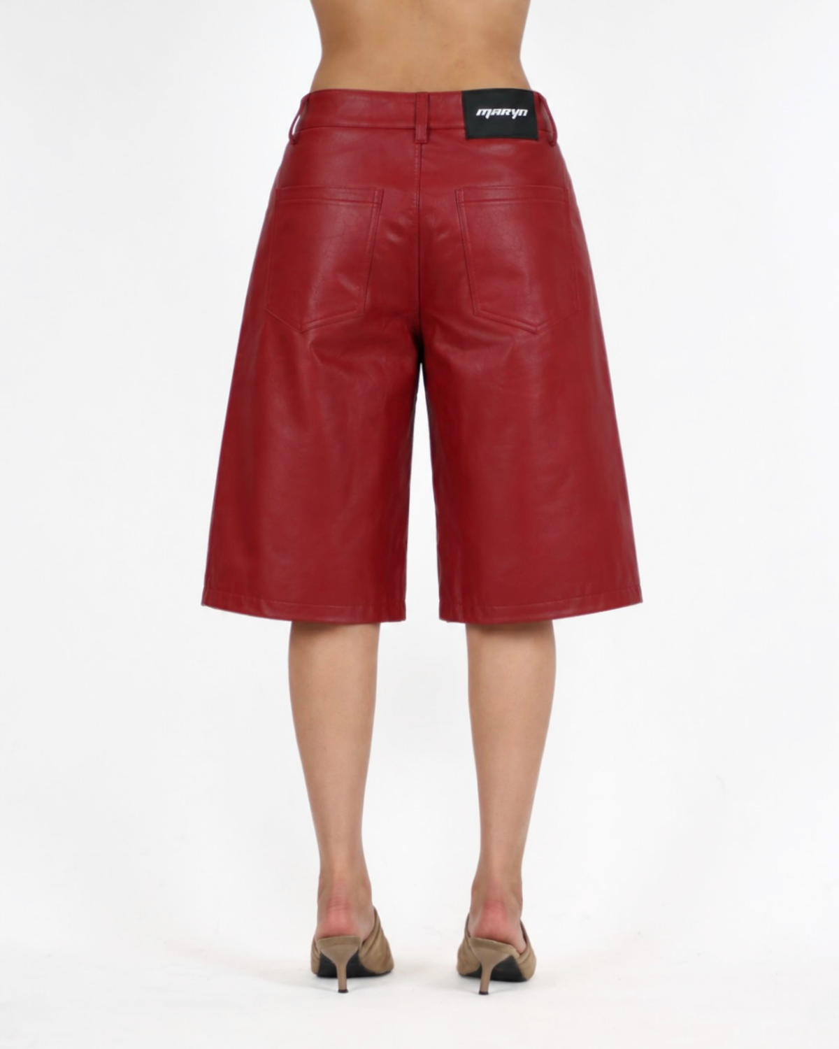 MTL Faux Leather Bermuda Red