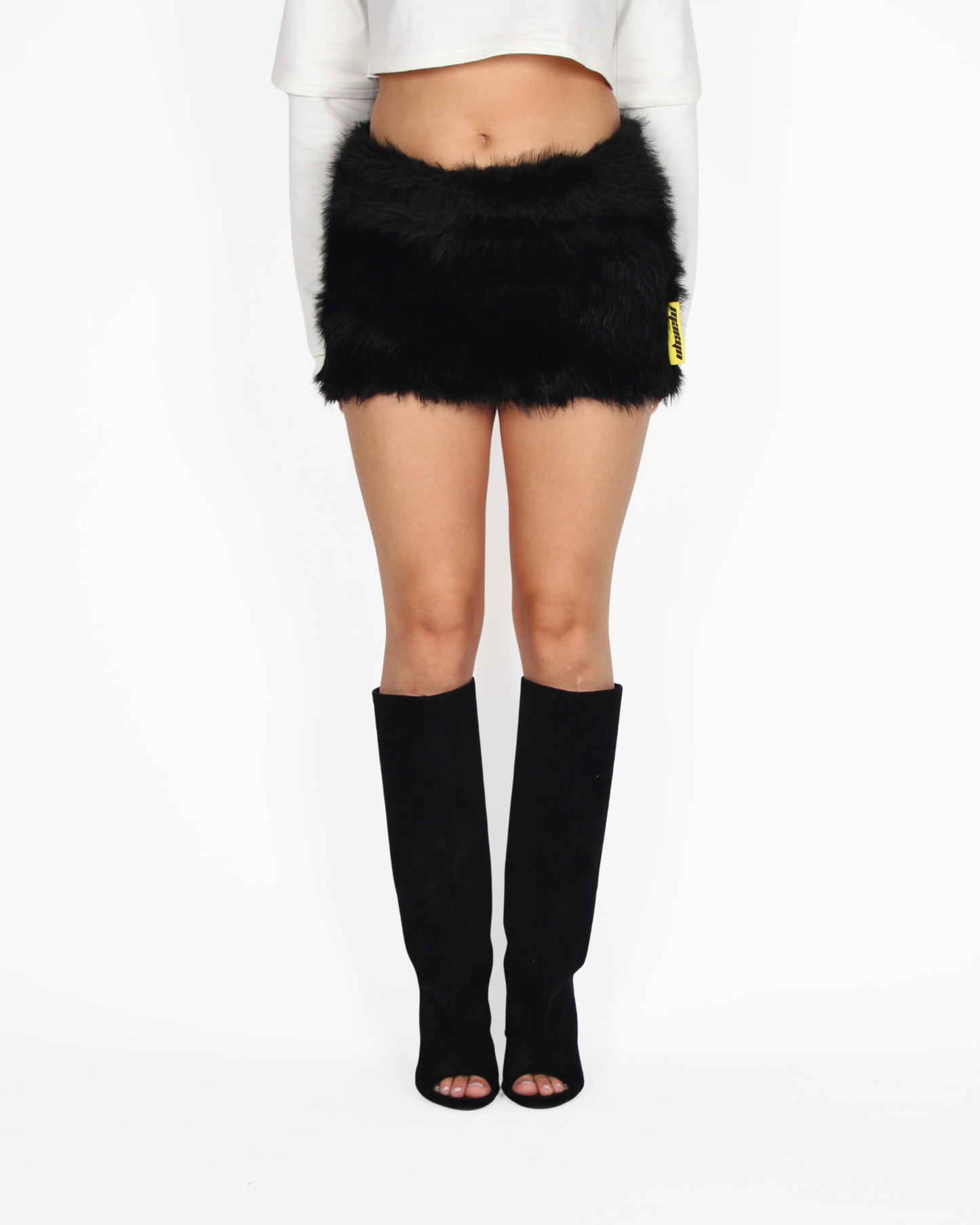 MTL Faux Fur Skirt Black
