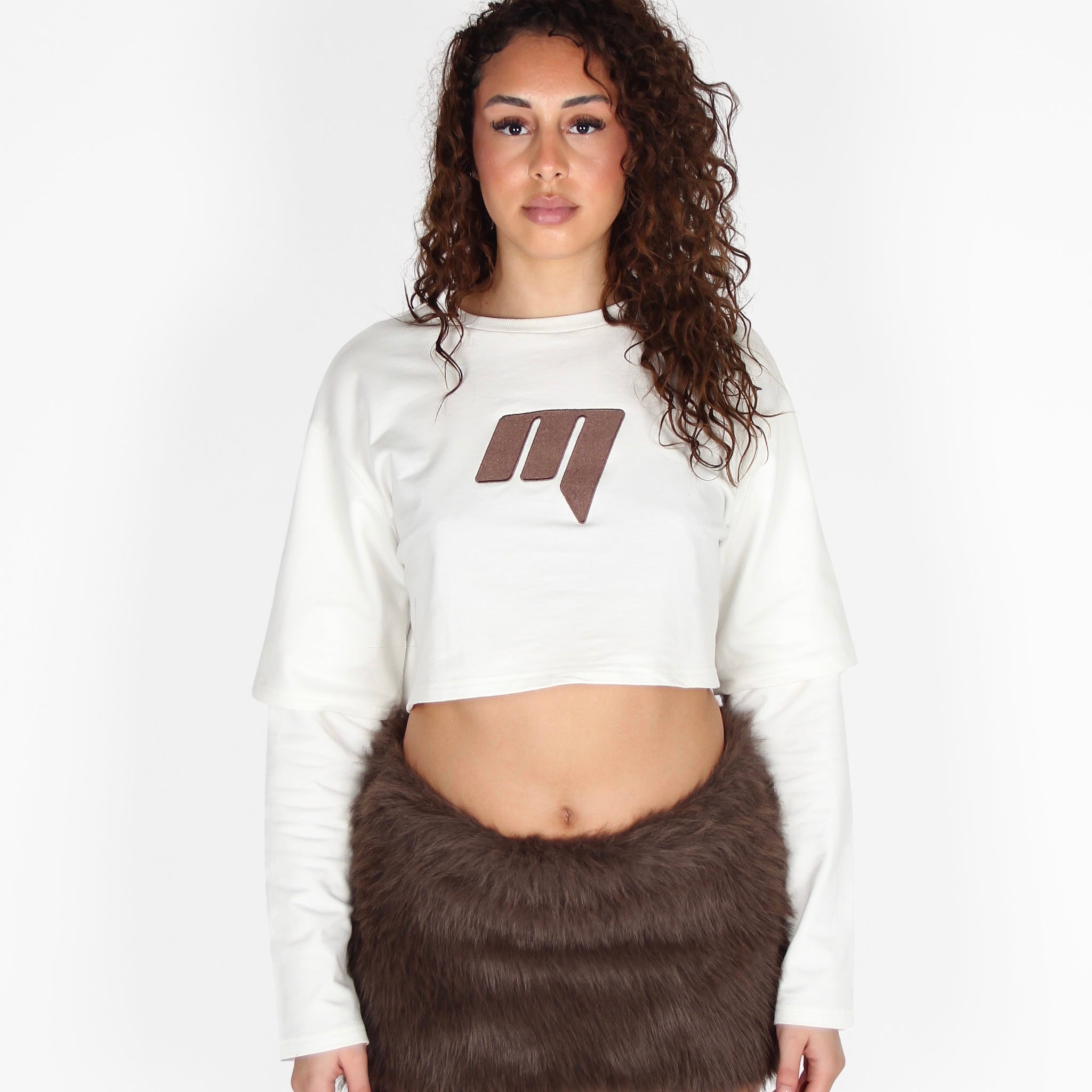 MTL Cropped Double Layered Longsleeve Brown