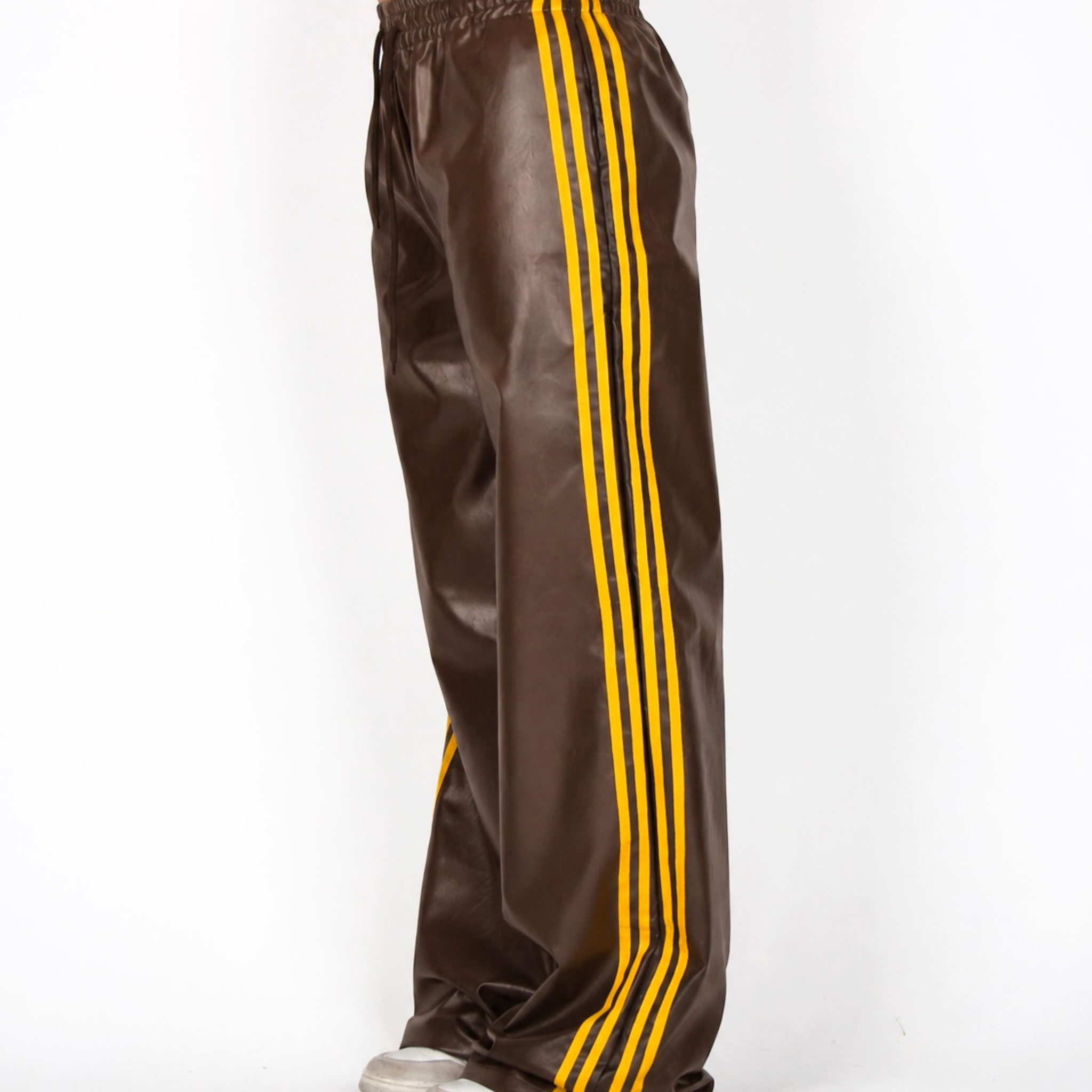 MTL Striped Leather Pants Brown/Yellow