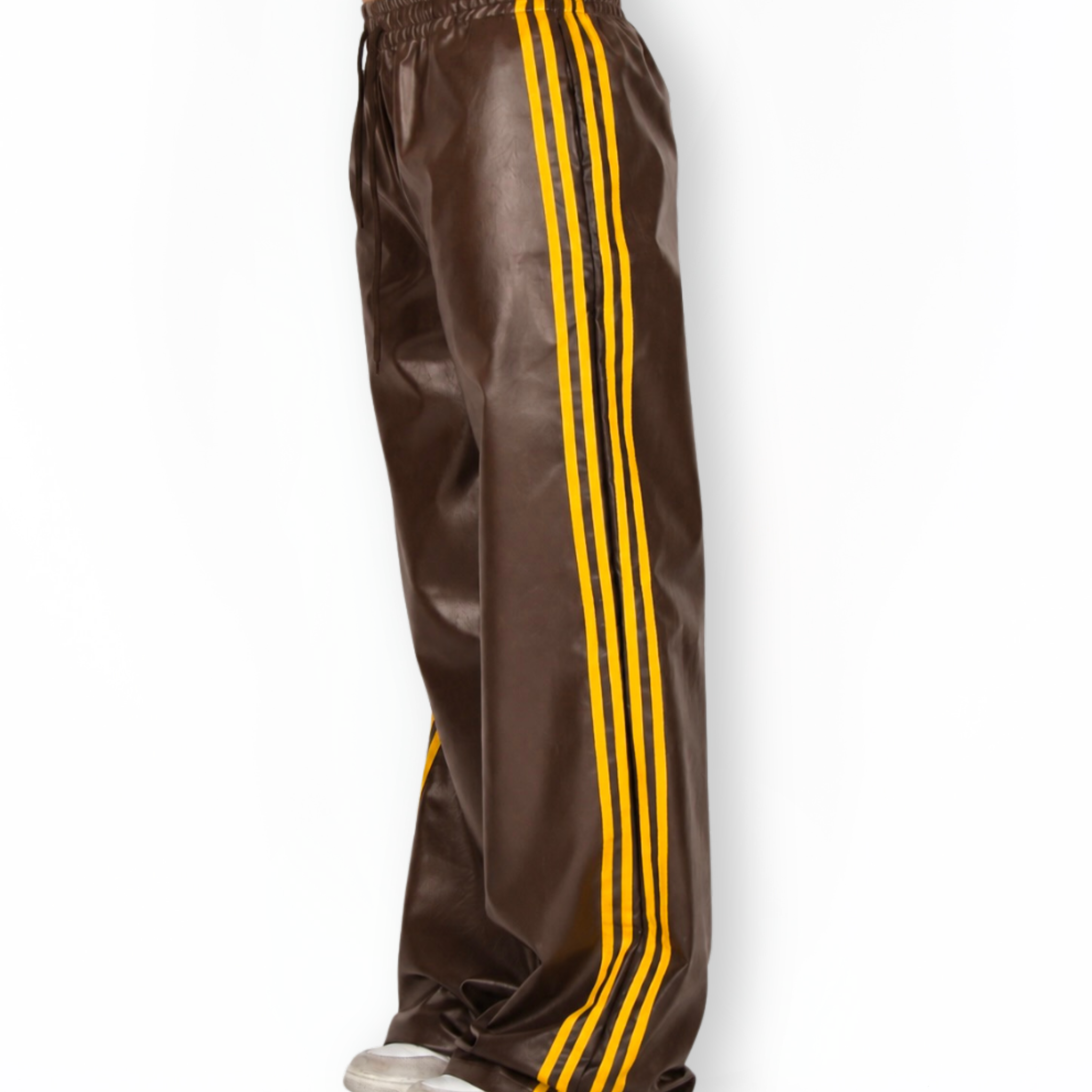 MTL Striped Leather Pants Brown/Yellow