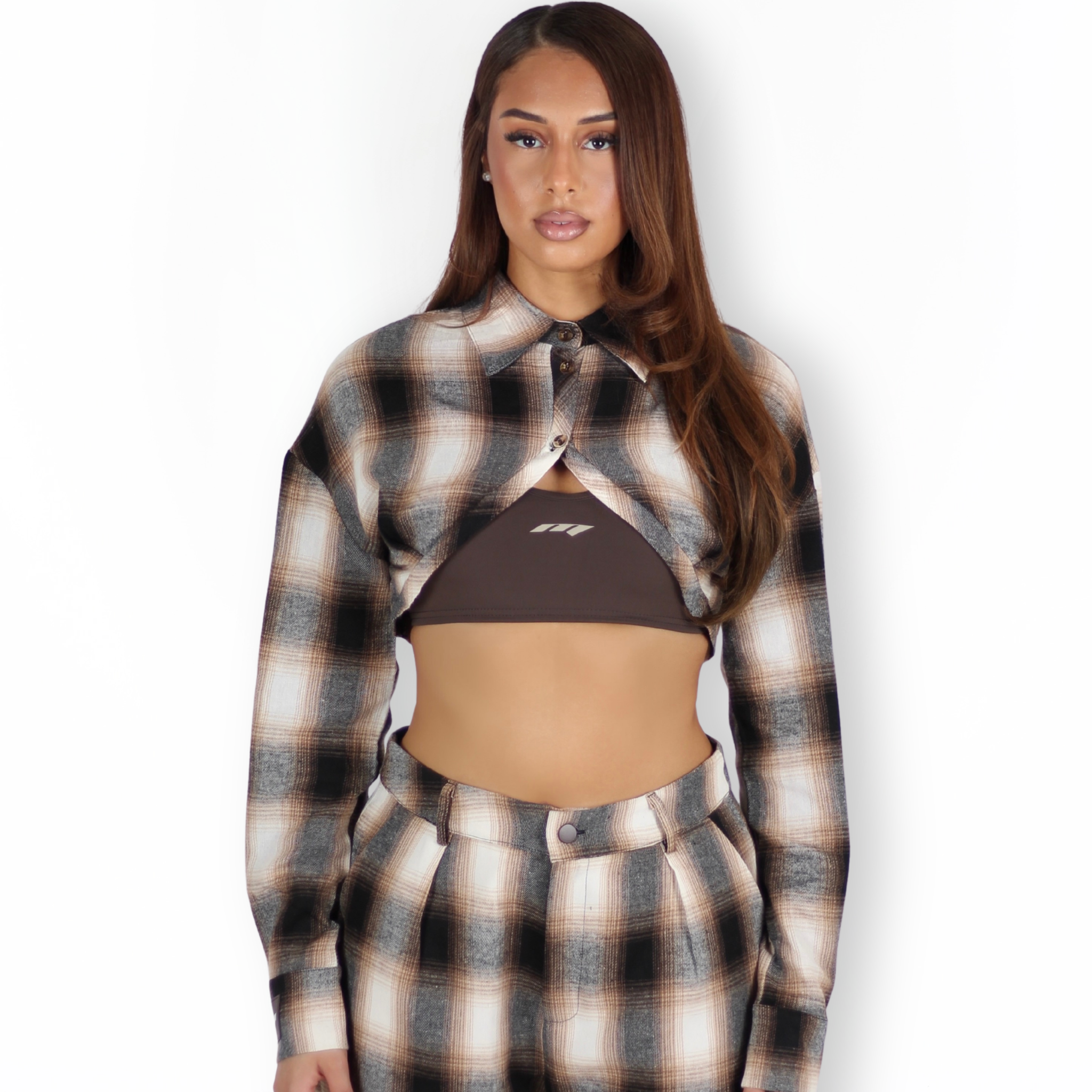 MTL Checked Cropped Flannel Brown