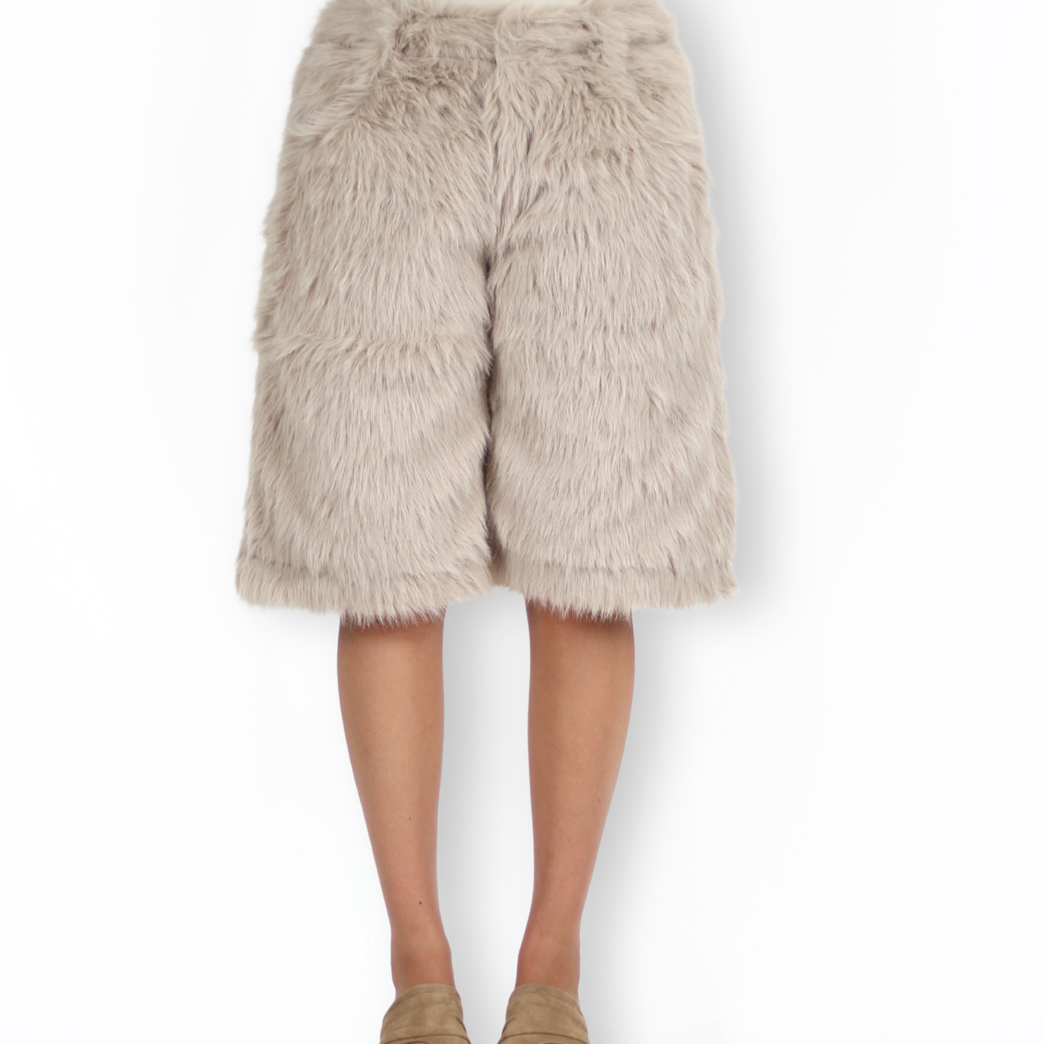 MTL Faux Fur Shorts Beige