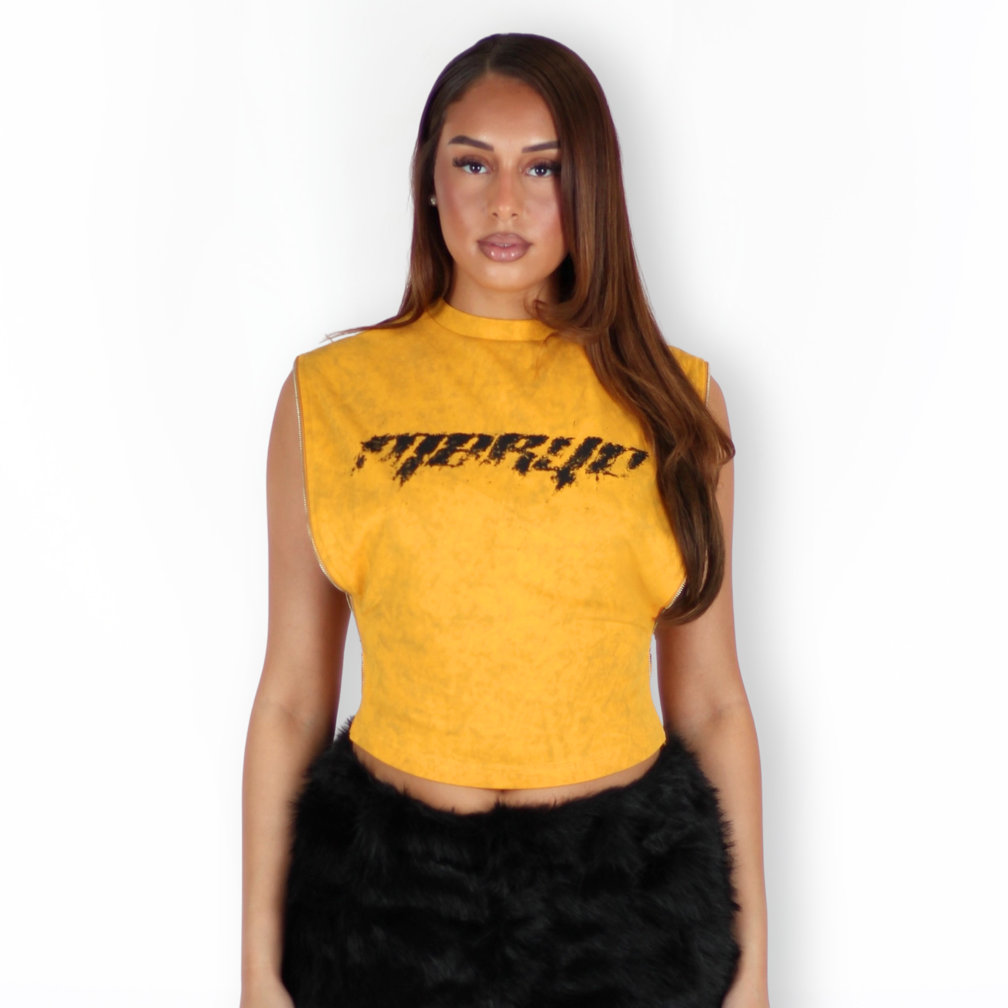 MTL Sleeveless Zipper Top Yellow