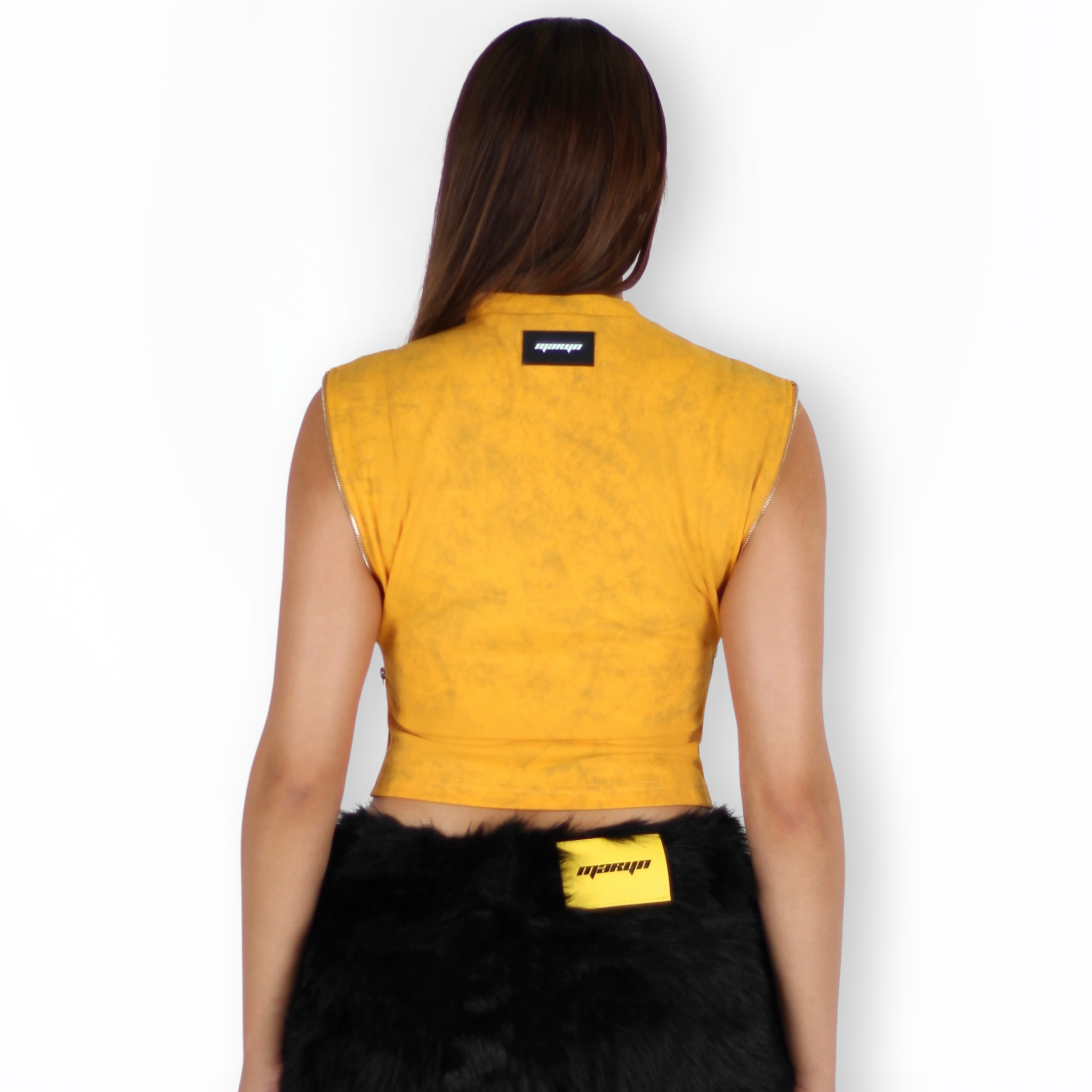 MTL Sleeveless Zipper Top Yellow