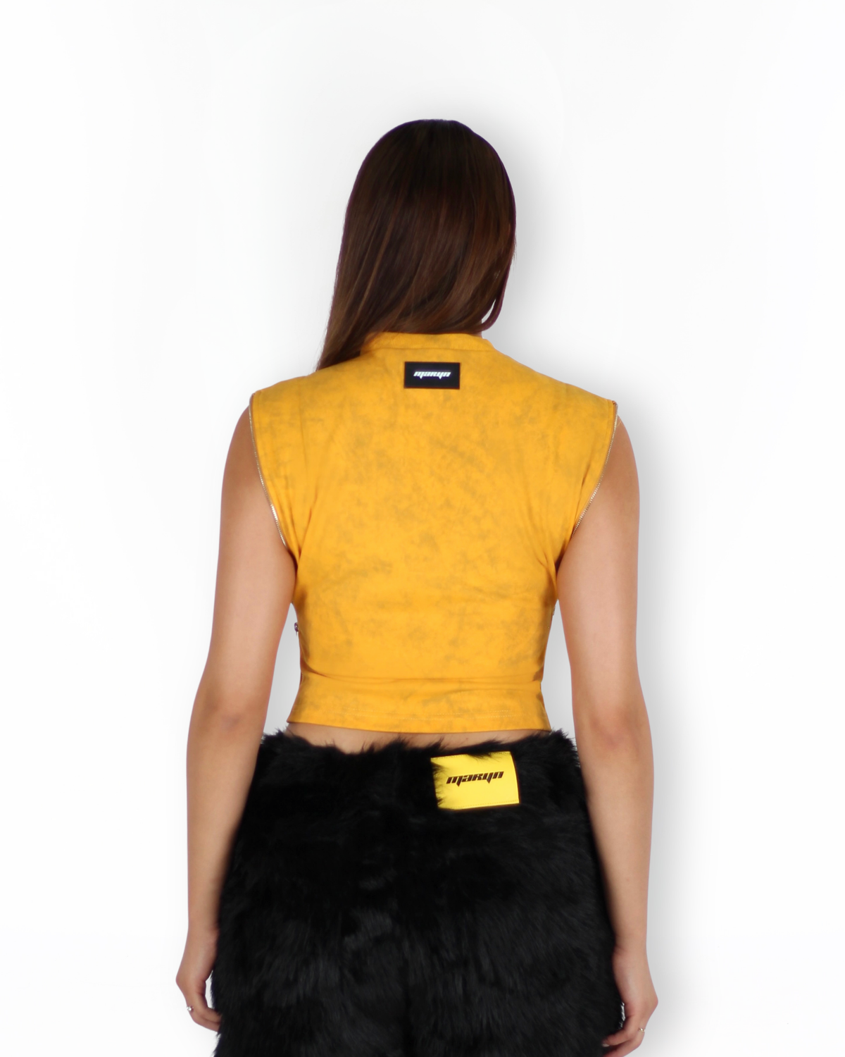 MTL Sleeveless Zipper Top Yellow