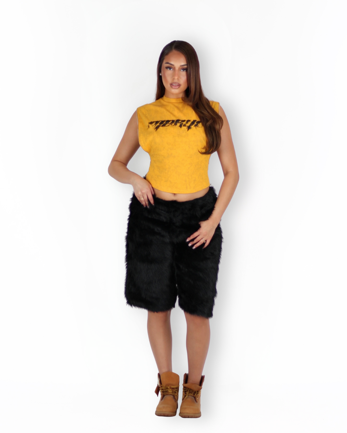 MTL Sleeveless Zipper Top Yellow