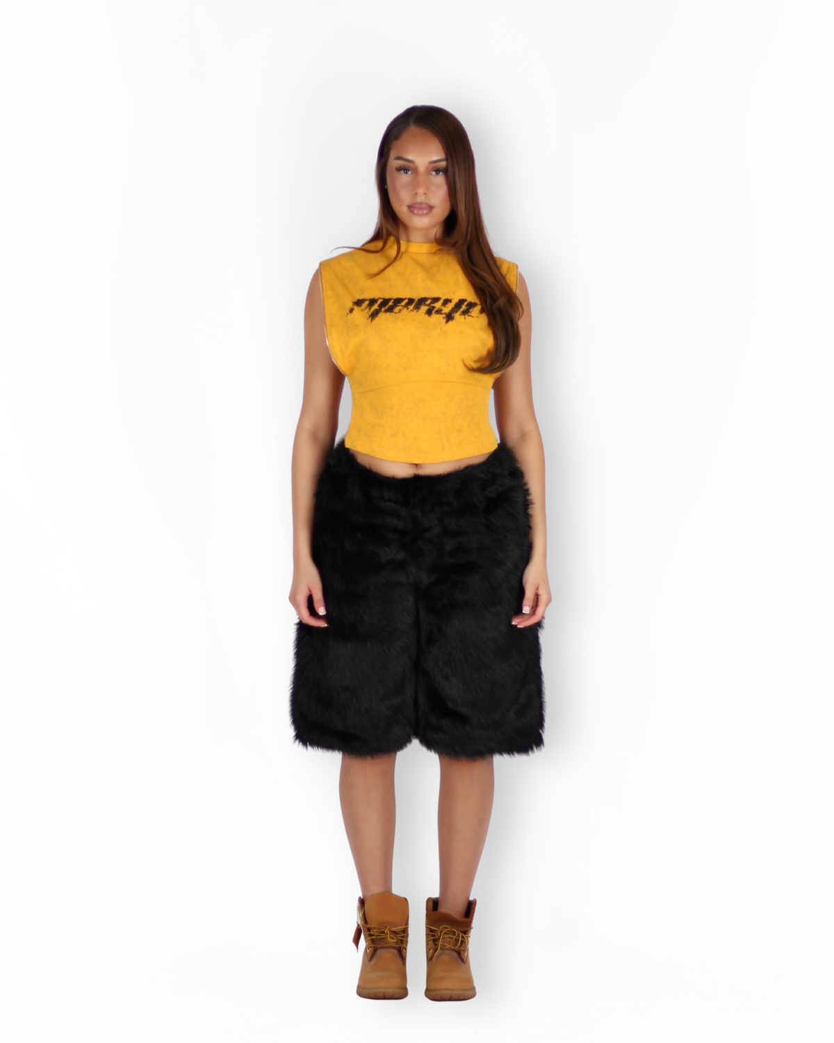 MTL Sleeveless Zipper Top Yellow