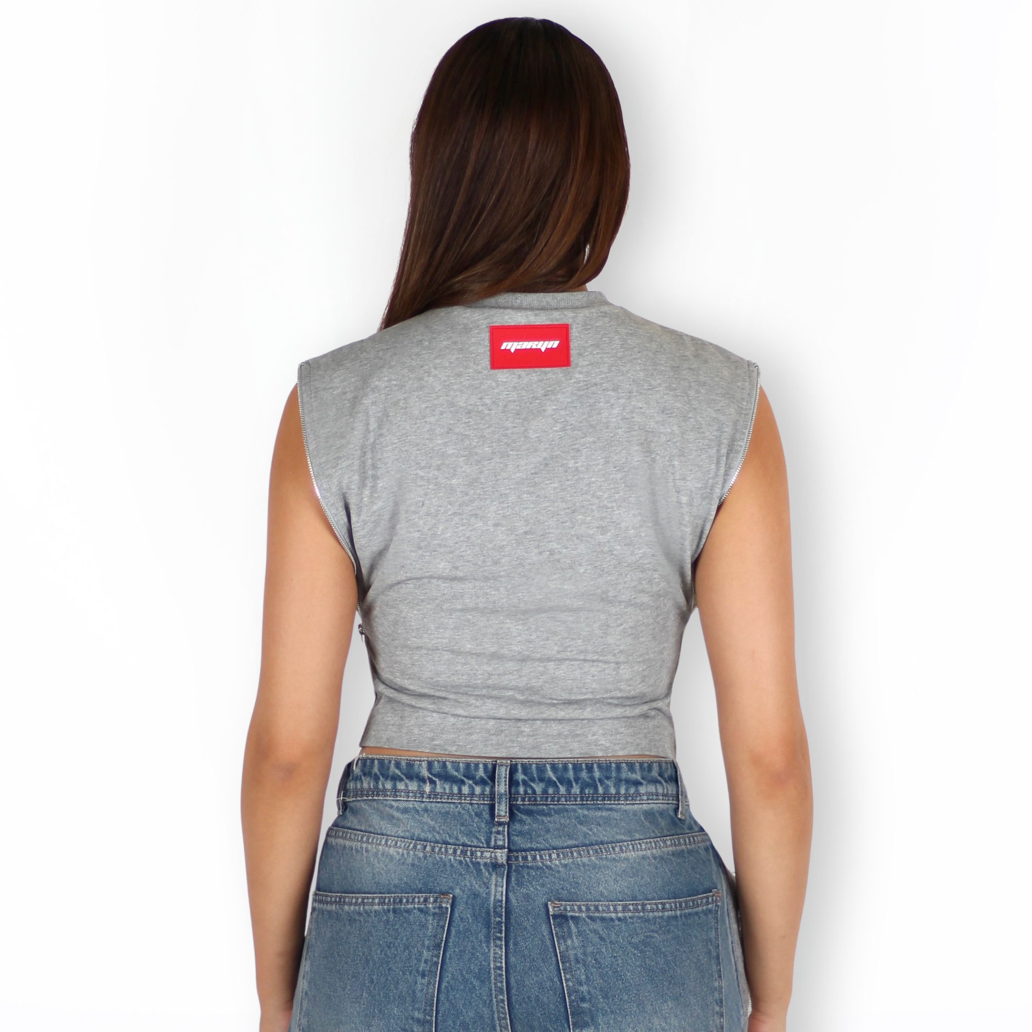 MTL Sleeveless Zipper Top Grey