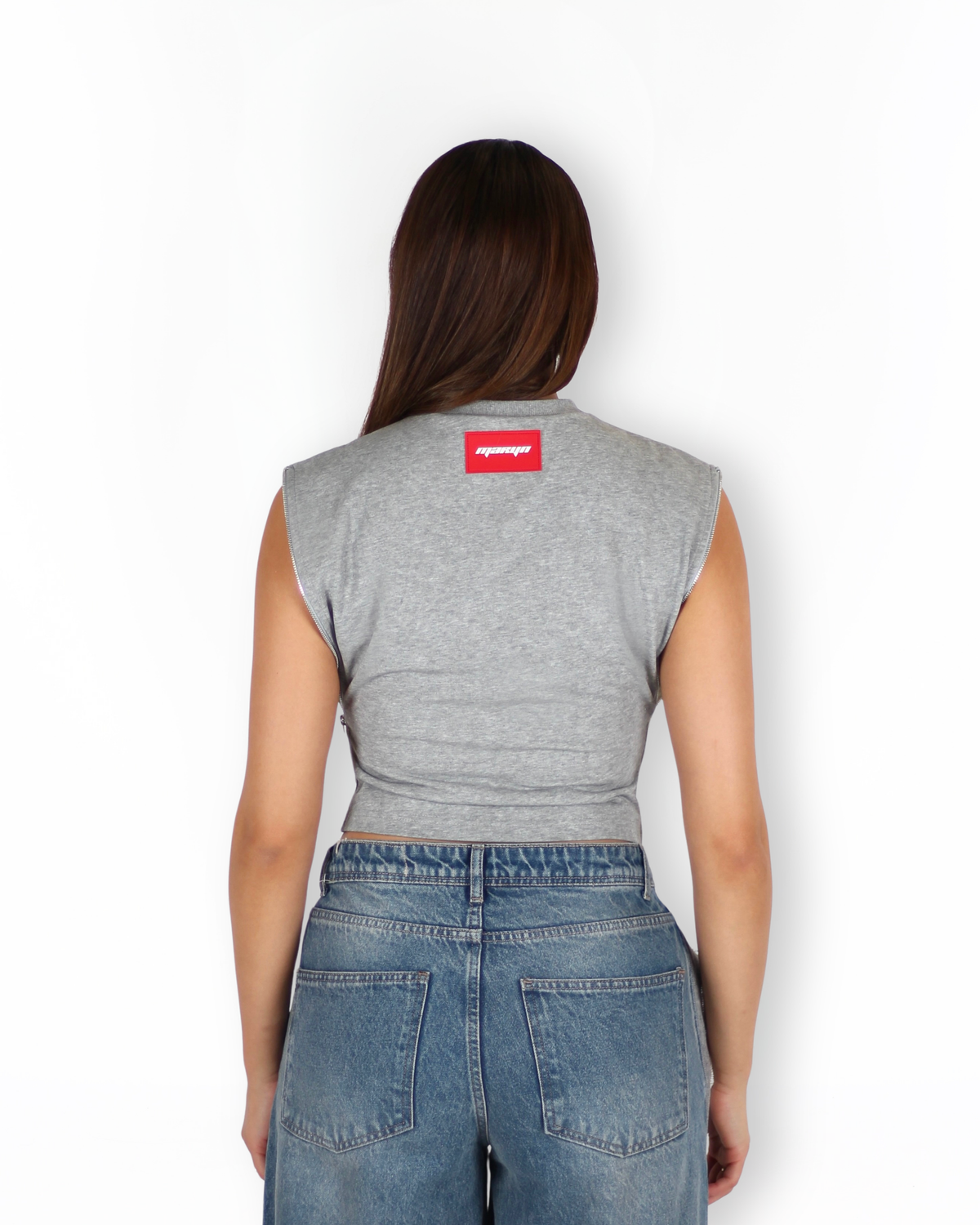 MTL Sleeveless Zipper Top Grey