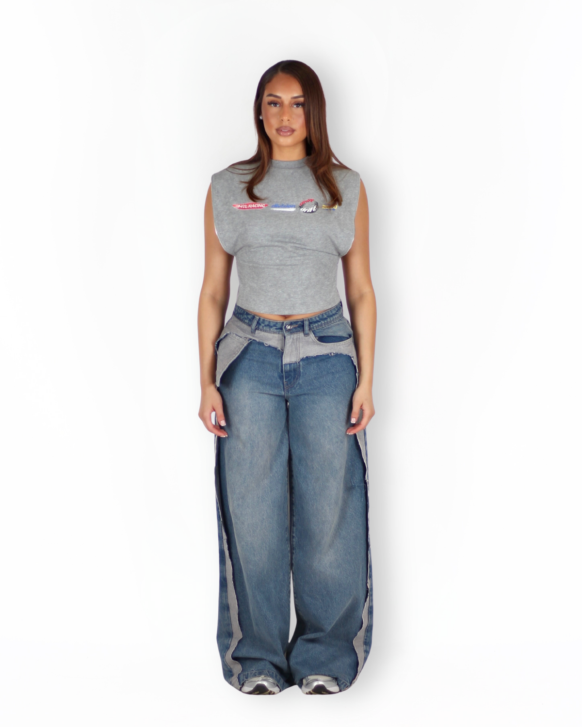 MTL Sleeveless Zipper Top Grey