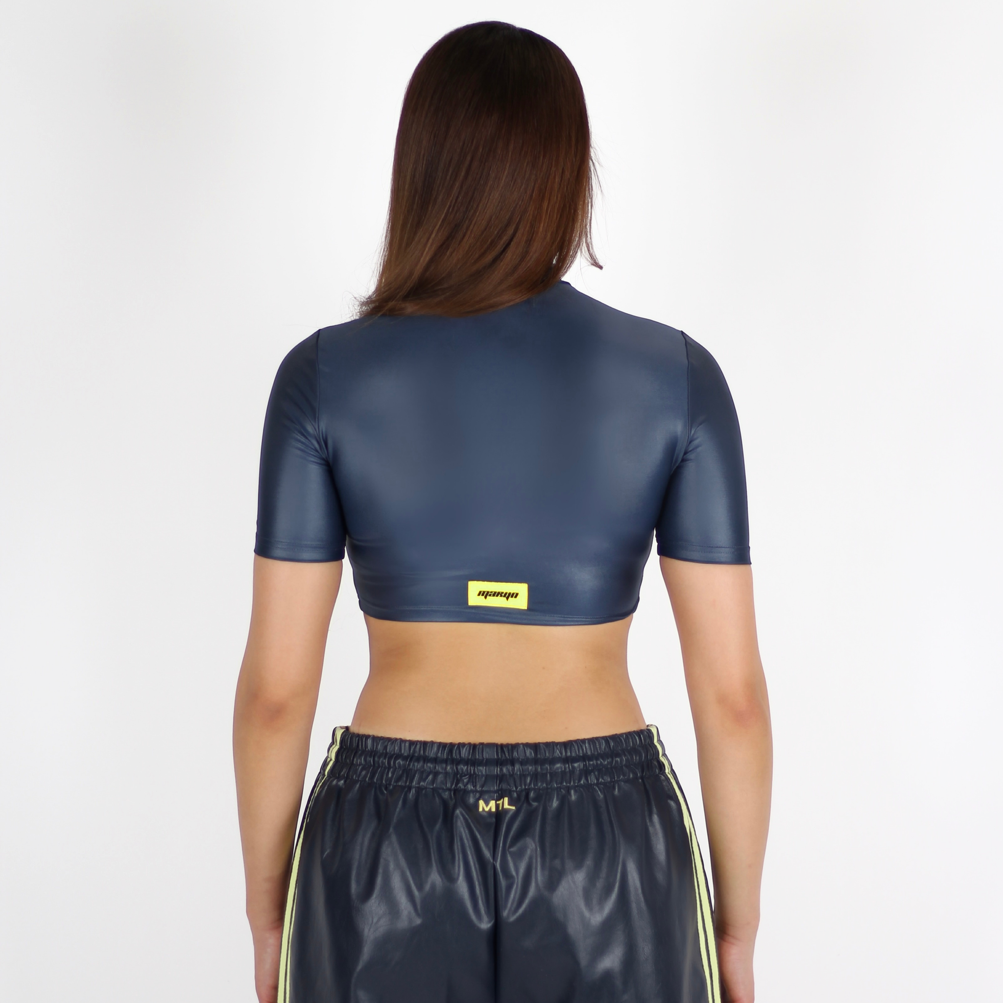 MTL Faux Leather Zip-up Top