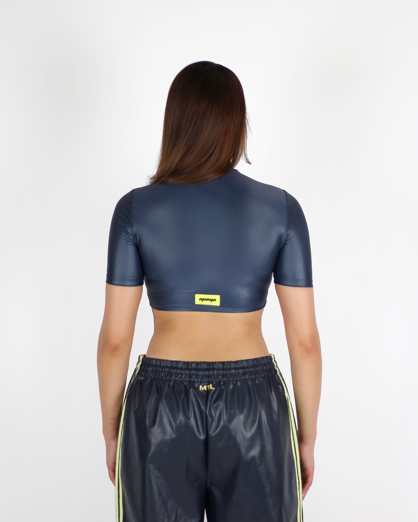 MTL Faux Leather Zip-up Top