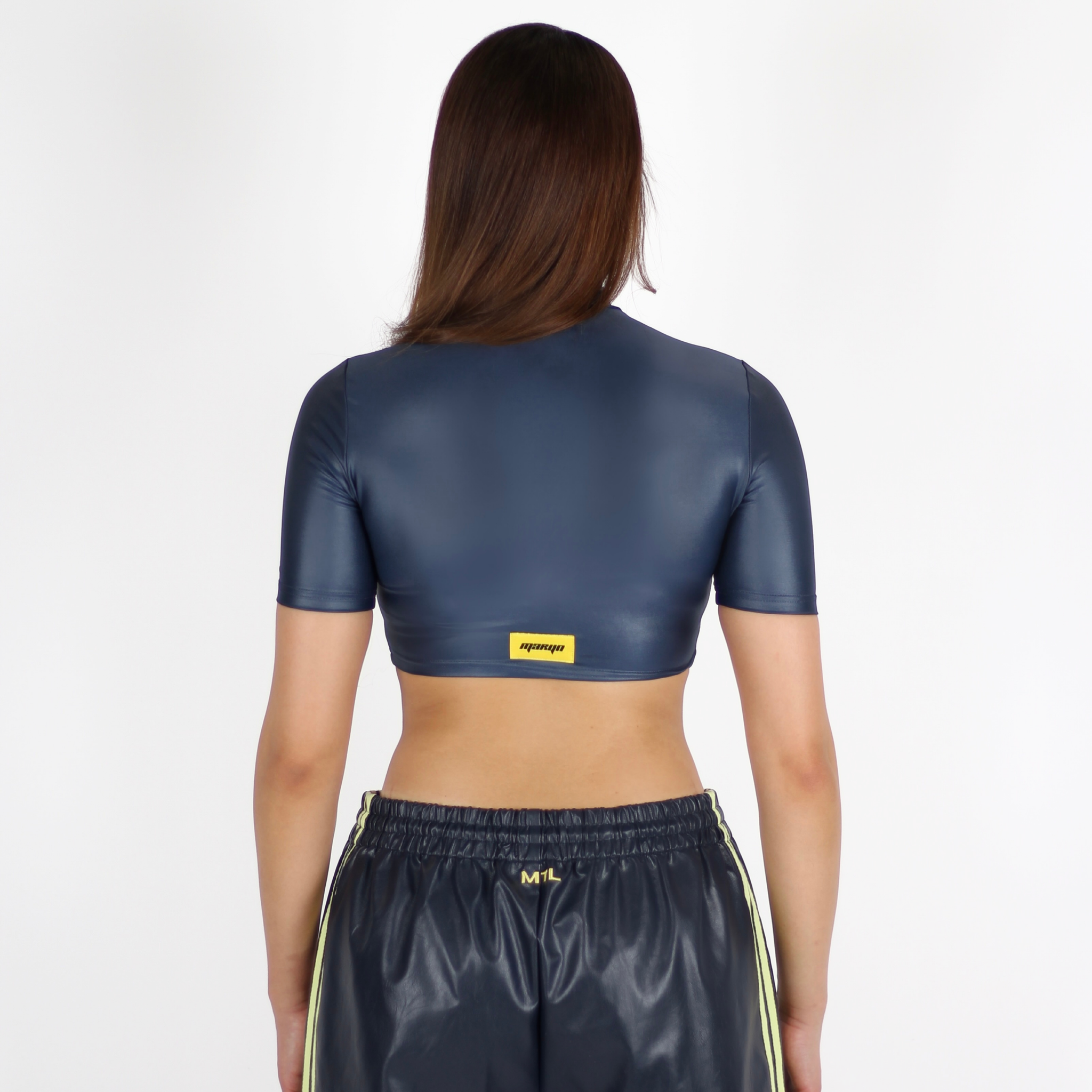 MTL Faux Leather Zip-up Top