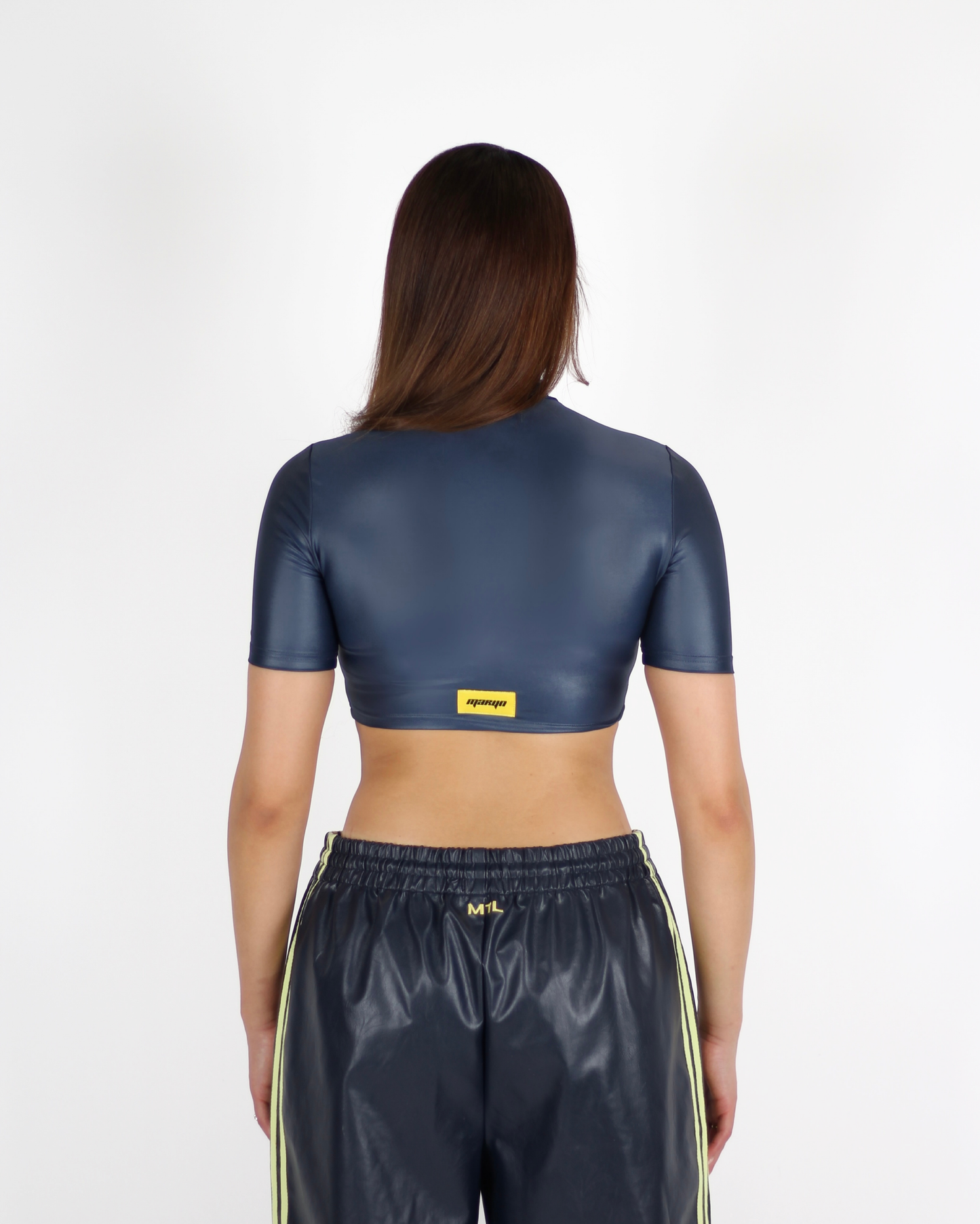 MTL Faux Leather Zip-up Top