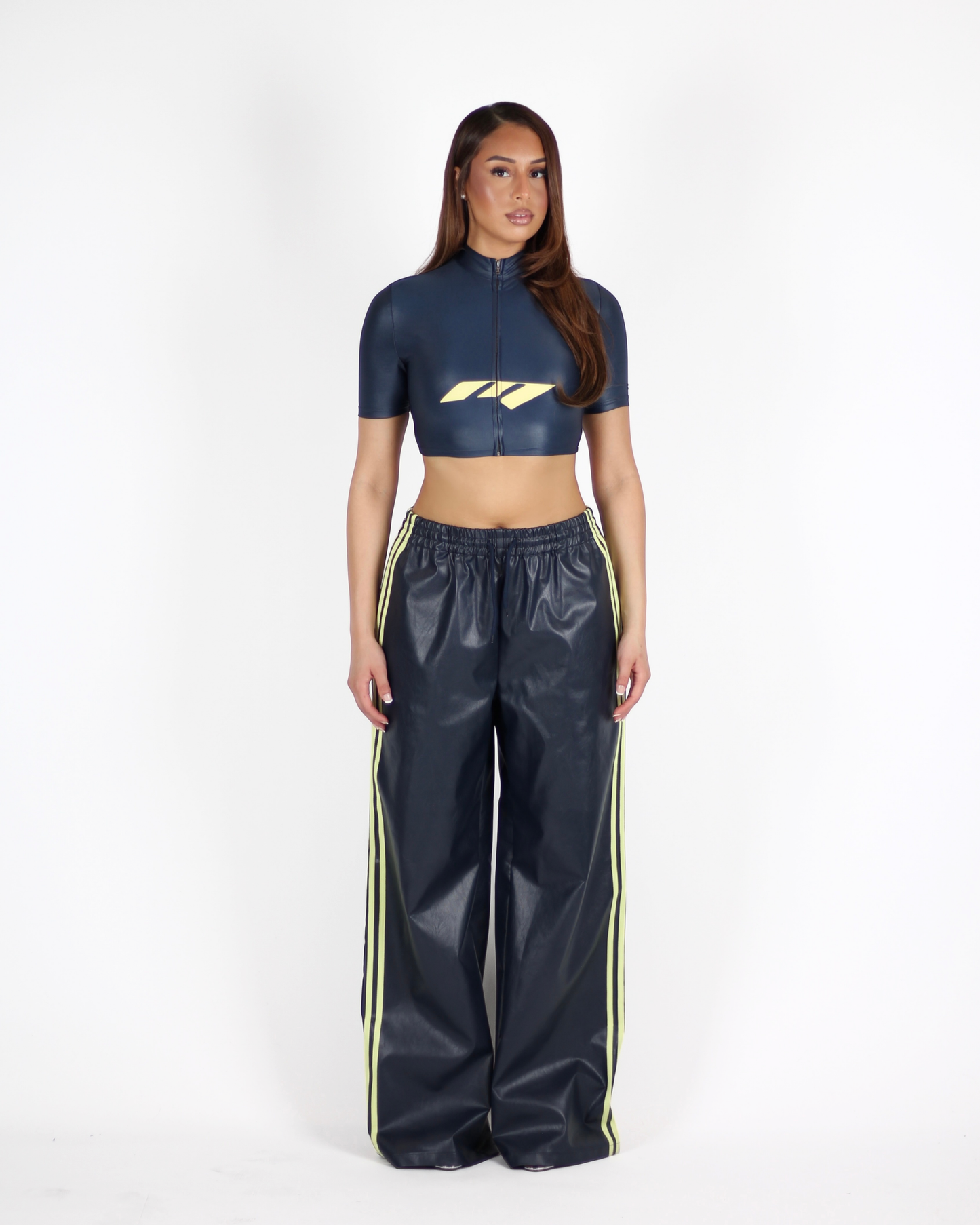 MTL Faux Leather Zip-up Top