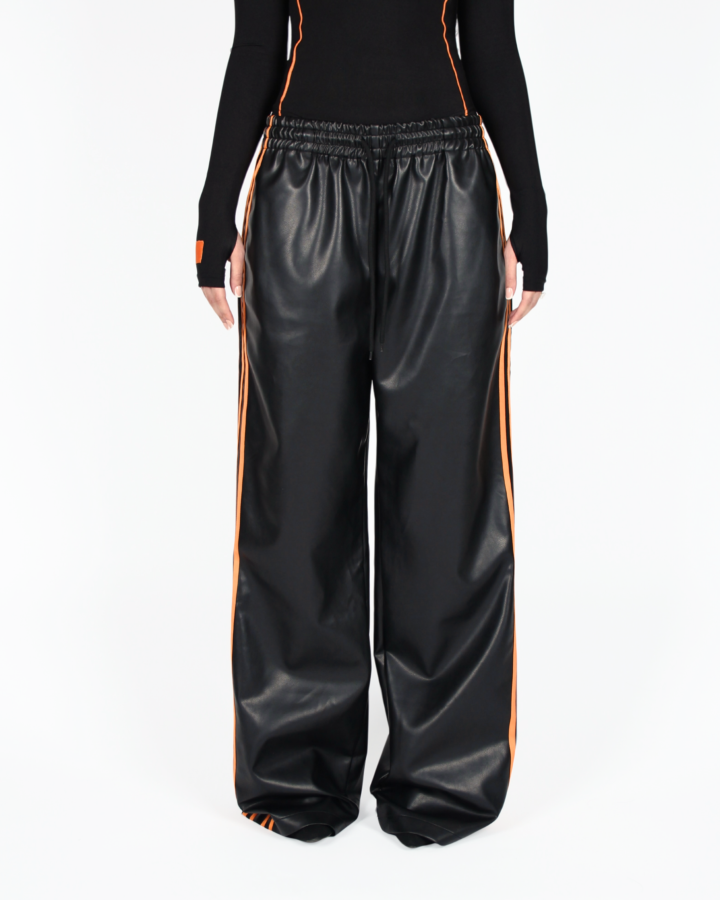 MTL Striped Leather Pants Black/Orange