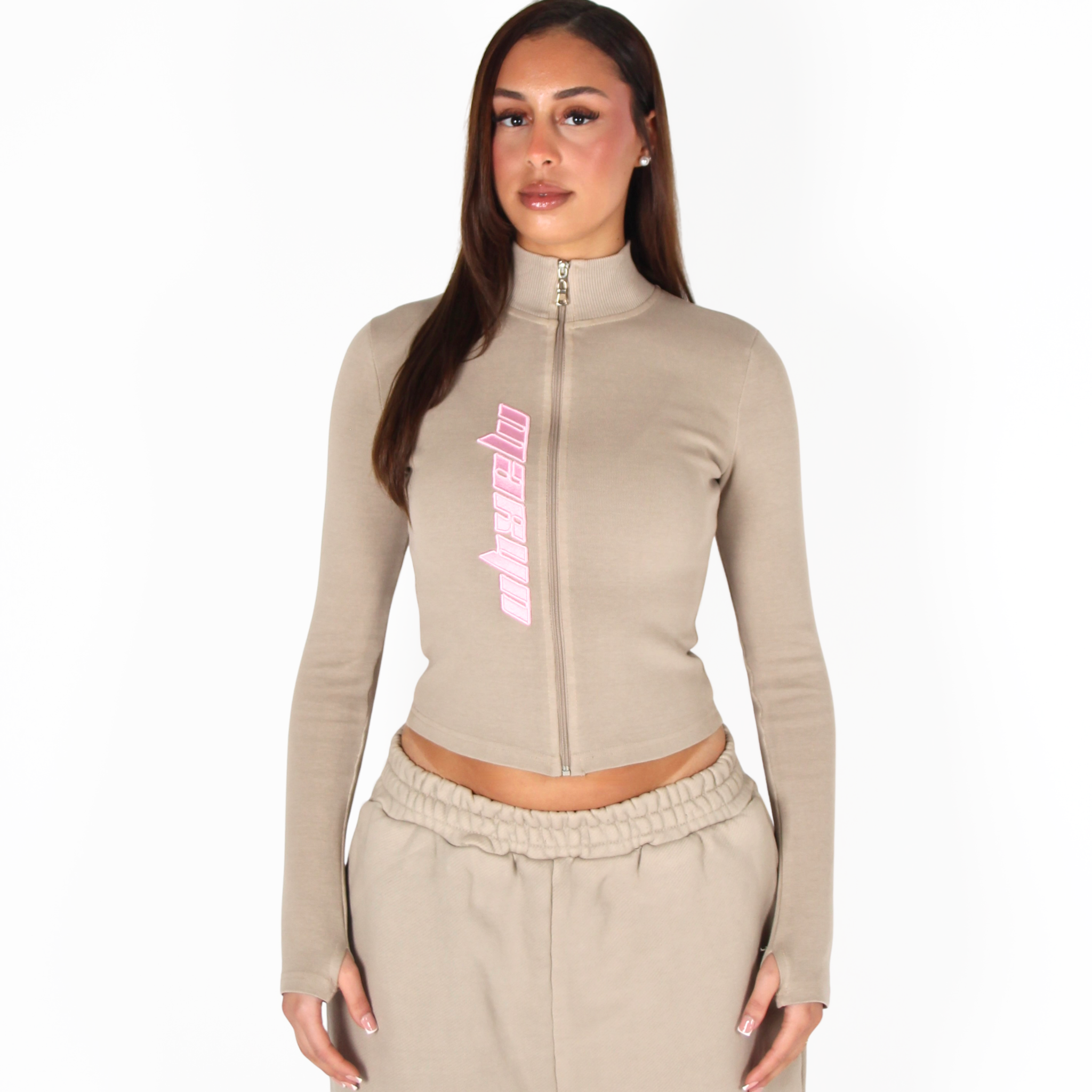 MTL Zip-Up Top Beige