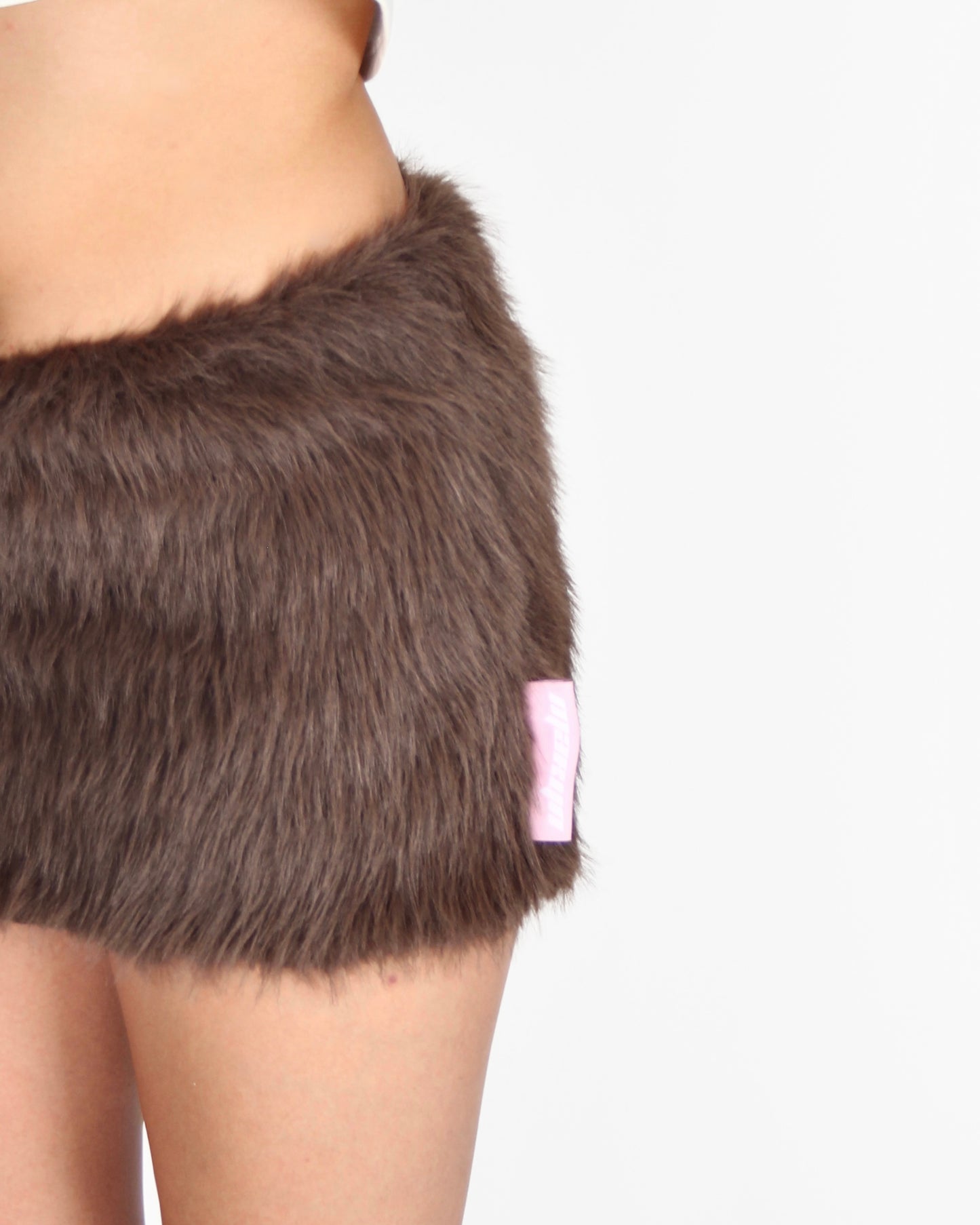 MTL Faux Fur Skirt Brown