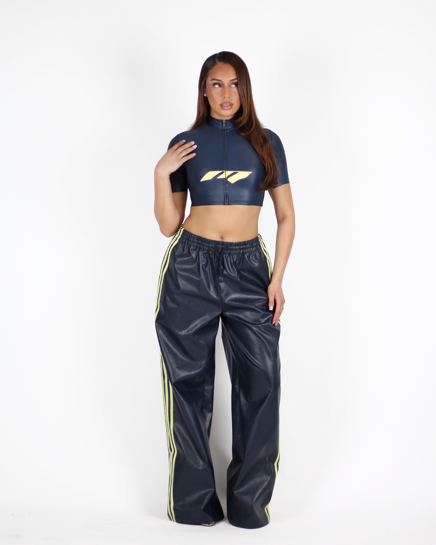 MTL Faux Leather Zip-up Top