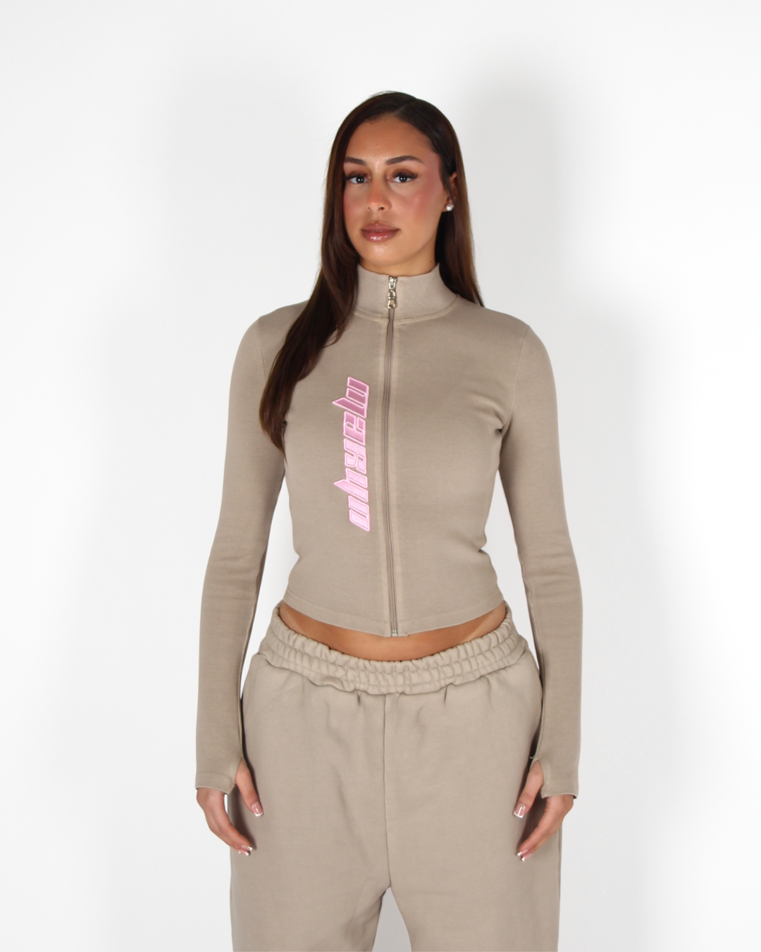 MTL Zip-Up Top Beige