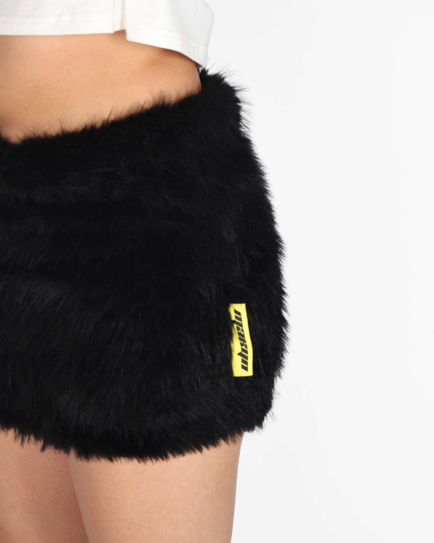 MTL Faux Fur Skirt Black
