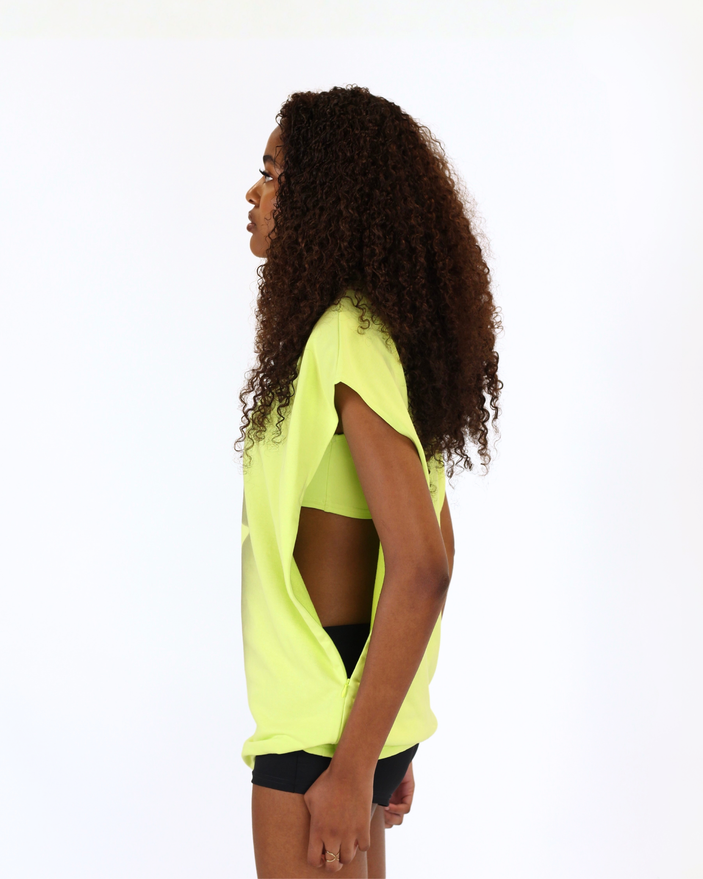 MTL Sleeveless Zipper Shirt Neon Yellow