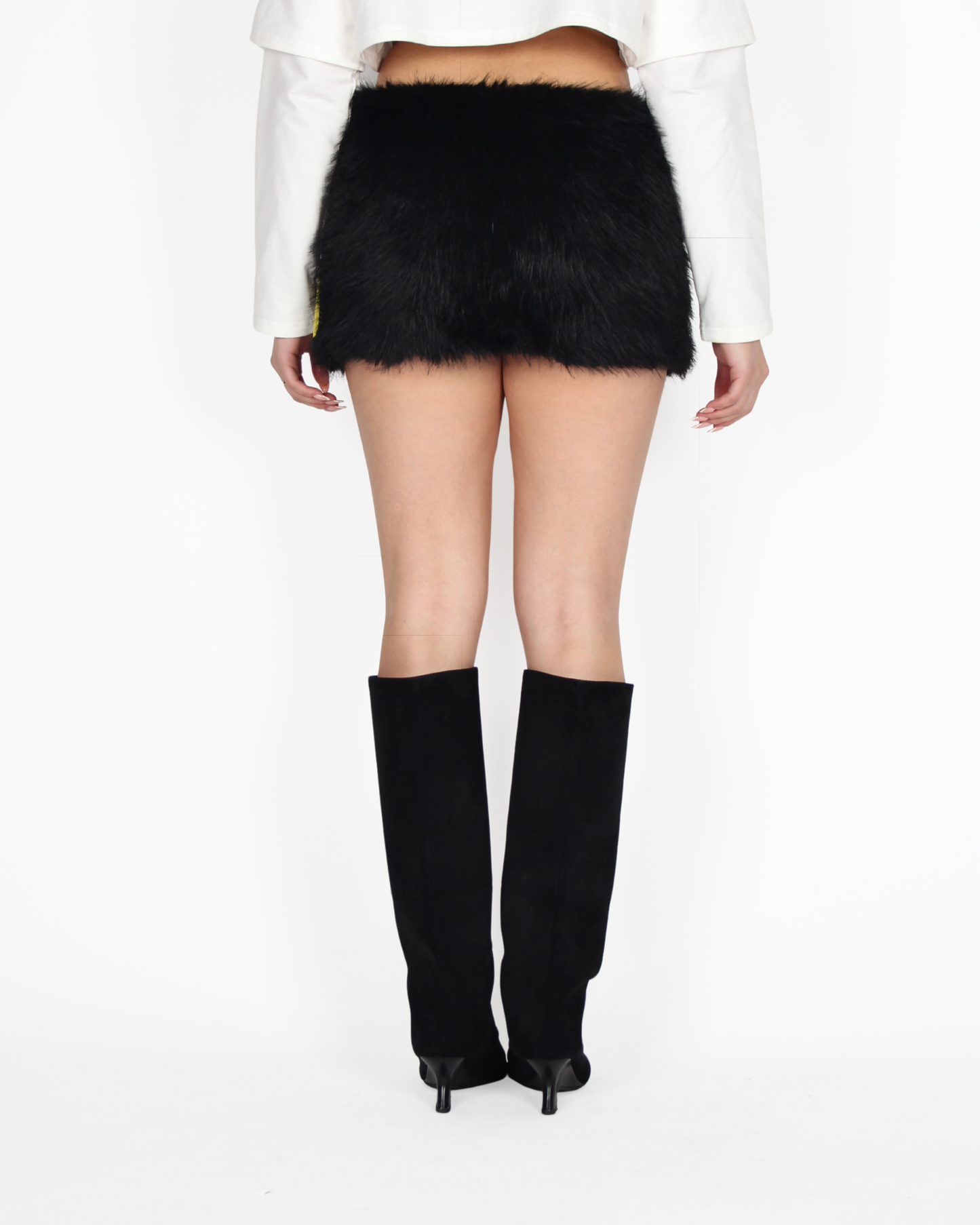 MTL Faux Fur Skirt Black