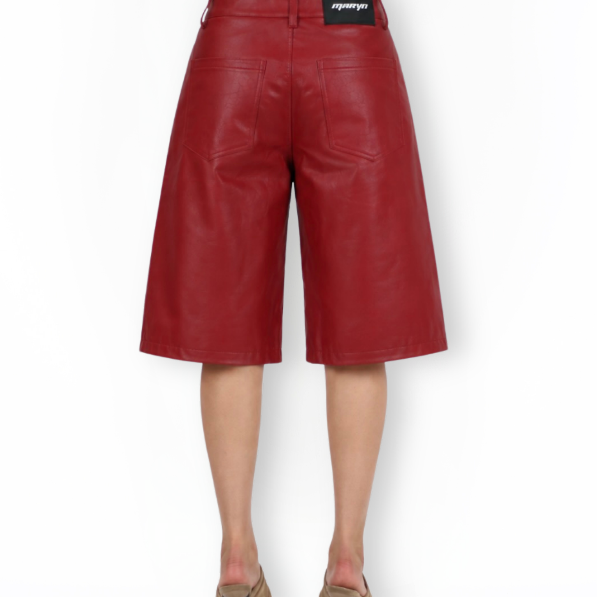 MTL Faux Leather Bermuda Red
