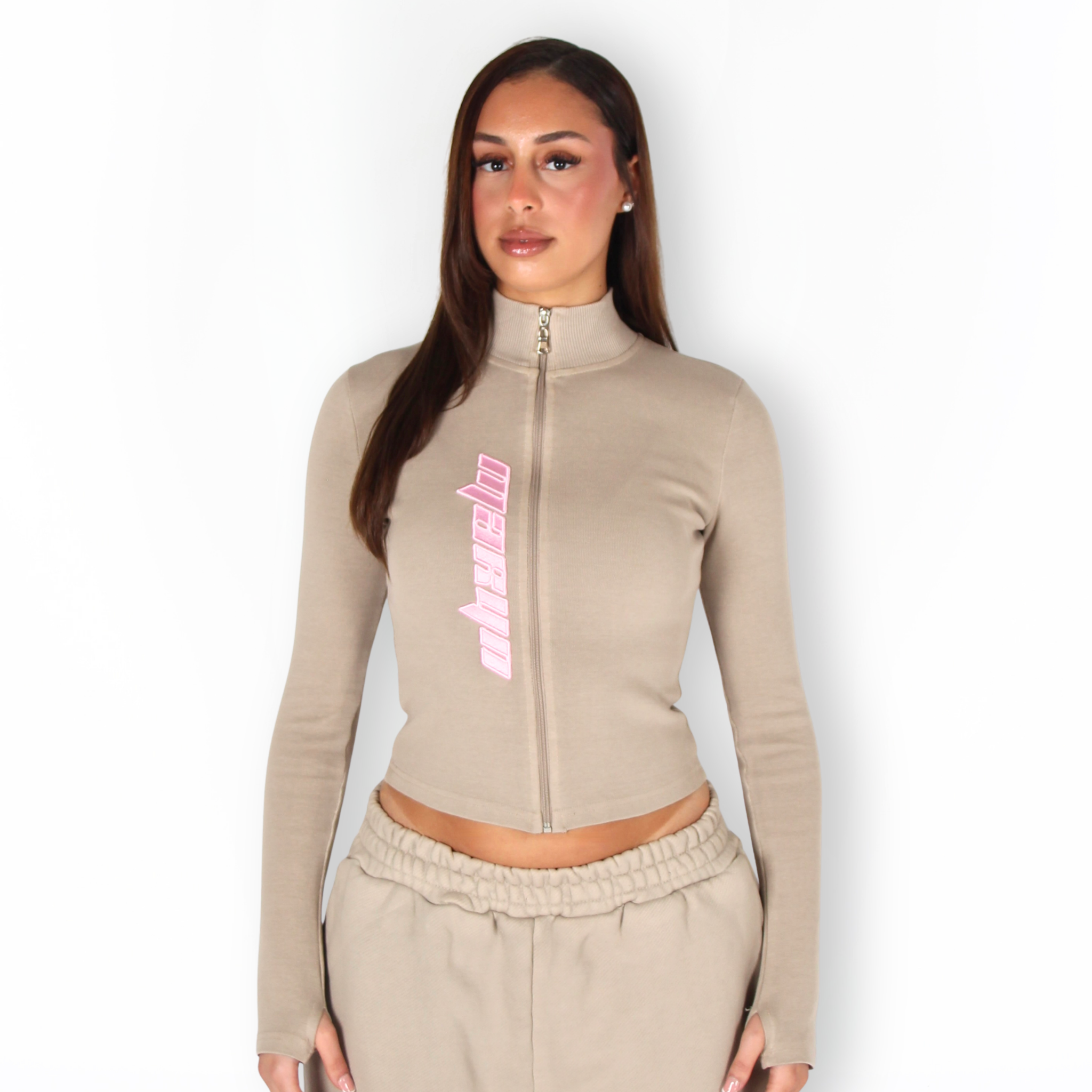 MTL Zip-Up Top Beige