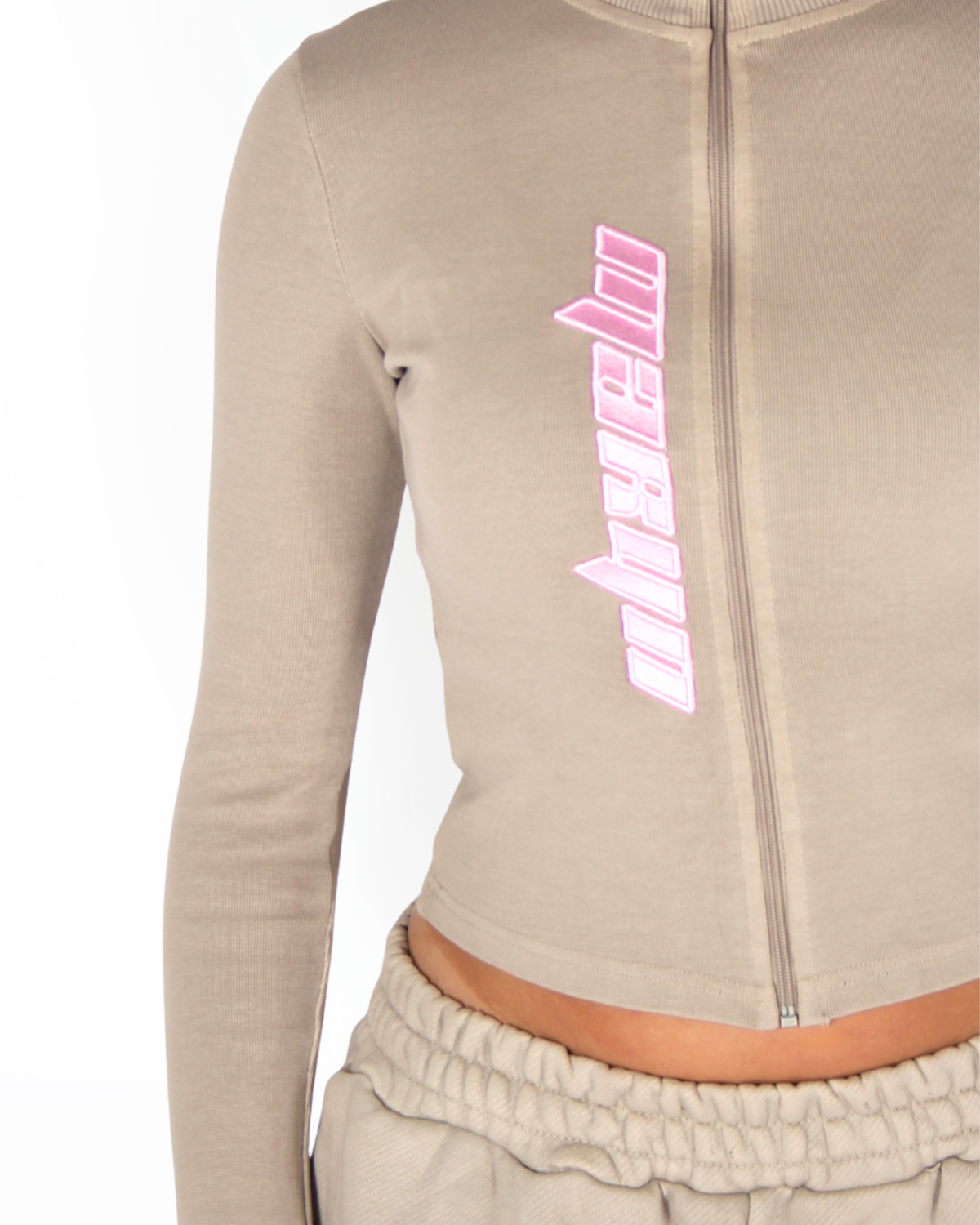 MTL Zip-Up Top Beige
