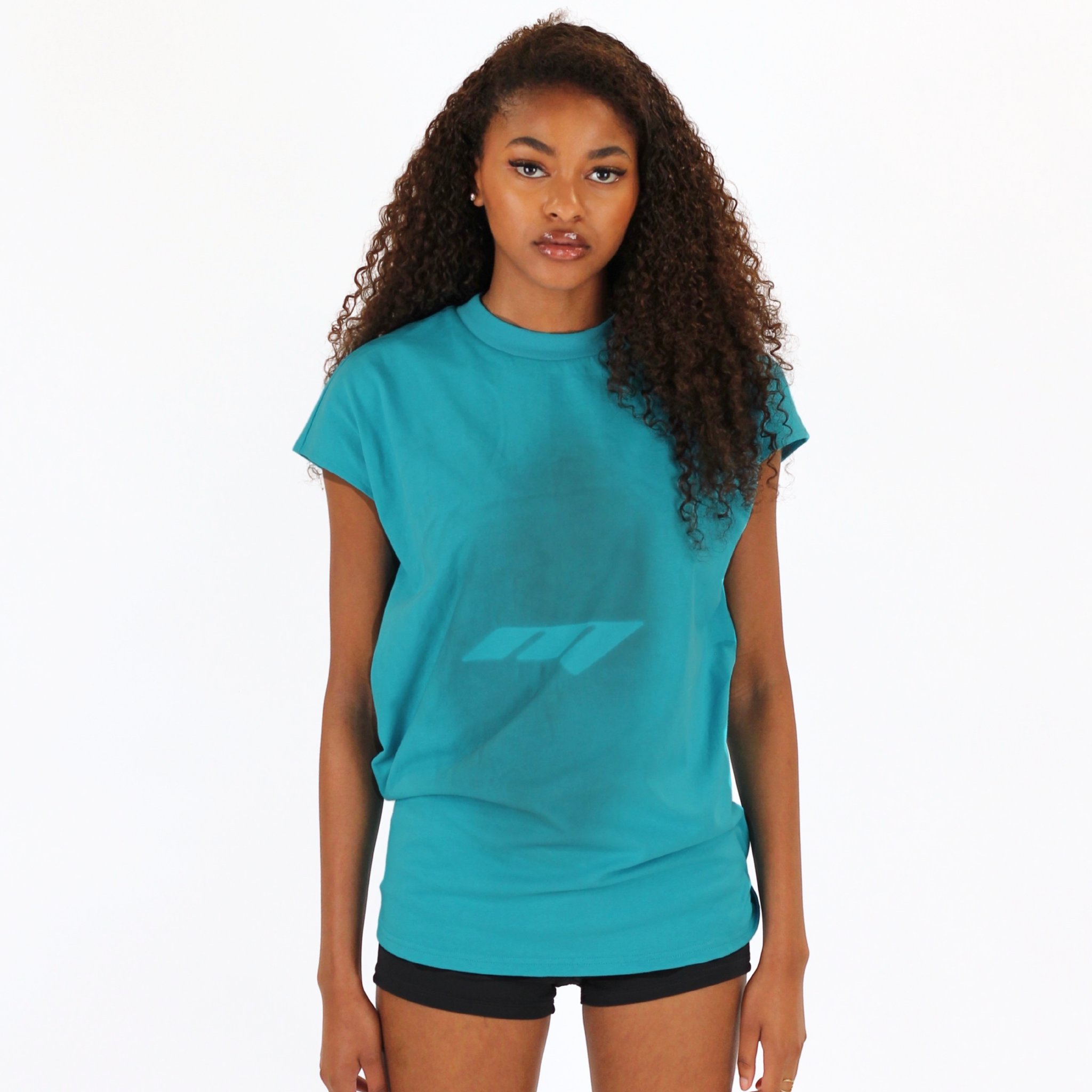 MTL Sleeveless Zipper Shirt Teal