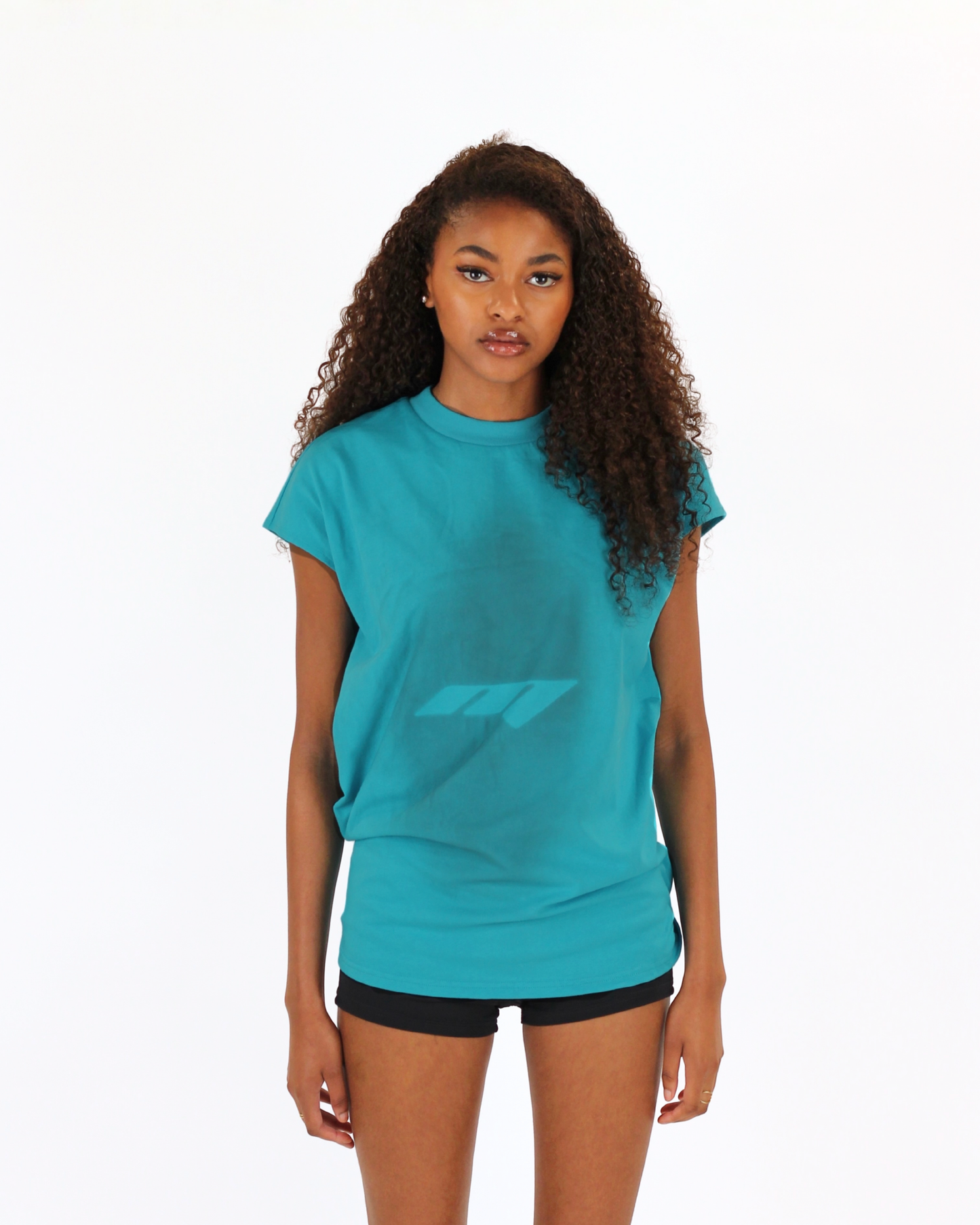 MTL Sleeveless Zipper Shirt Teal