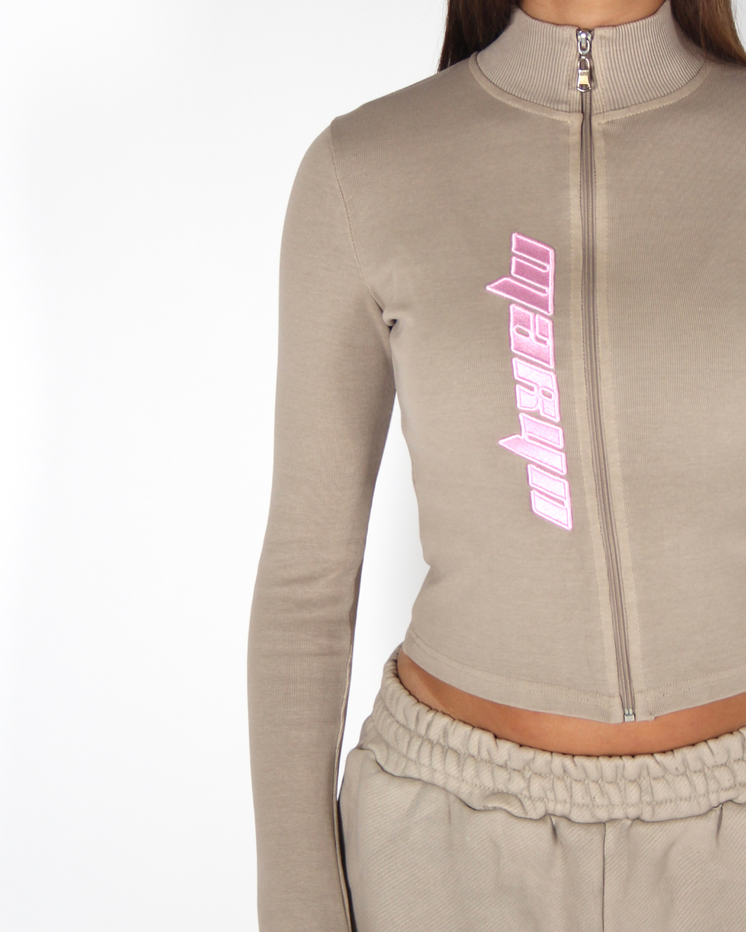 MTL Zip-Up Top Beige
