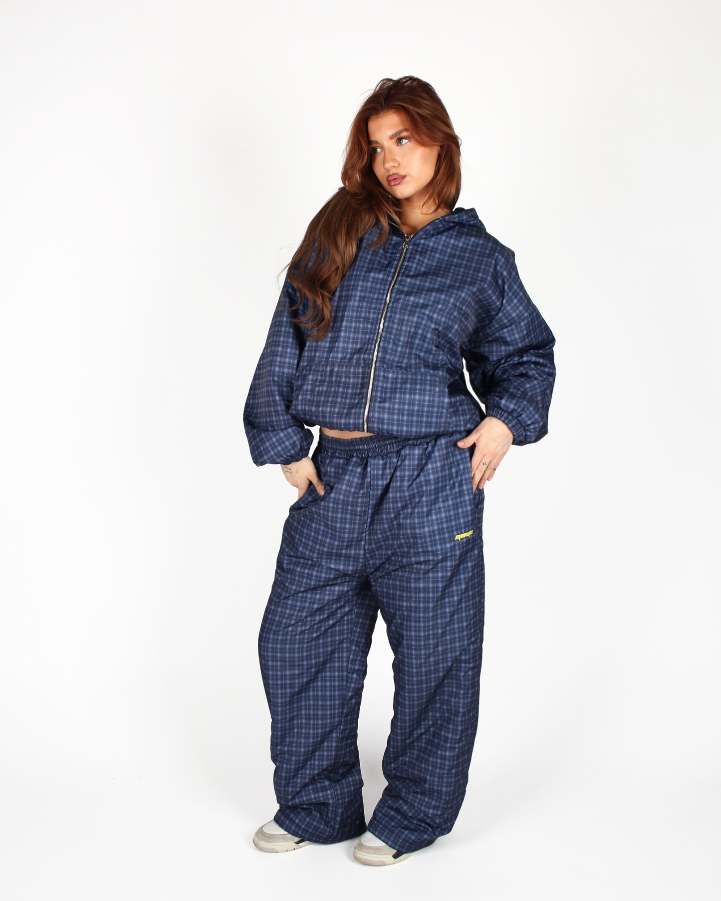 MTL Reversible Checked Pants Navy