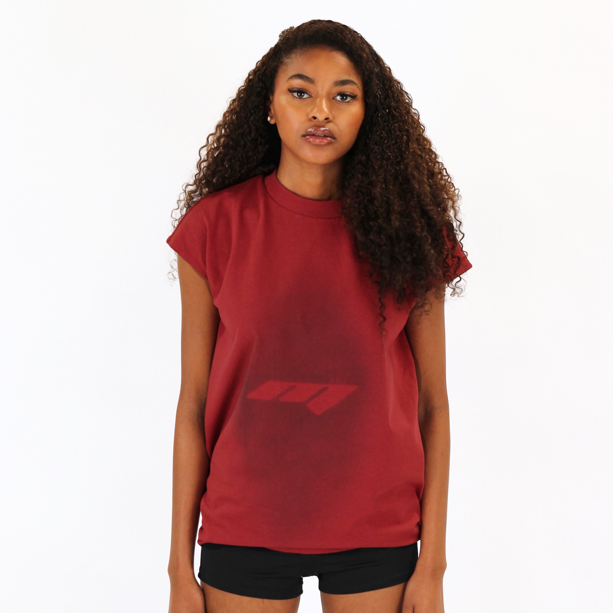 MTL Sleeveless Zipper Shirt Red